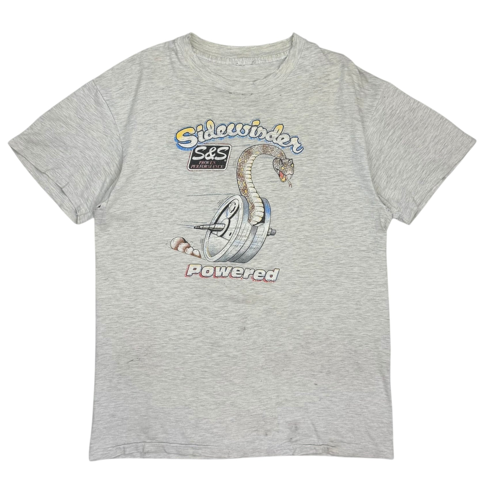Vintage Sidewinders For Harley Davidson By S&S Cycle Snake Wisconsin Tee Grey