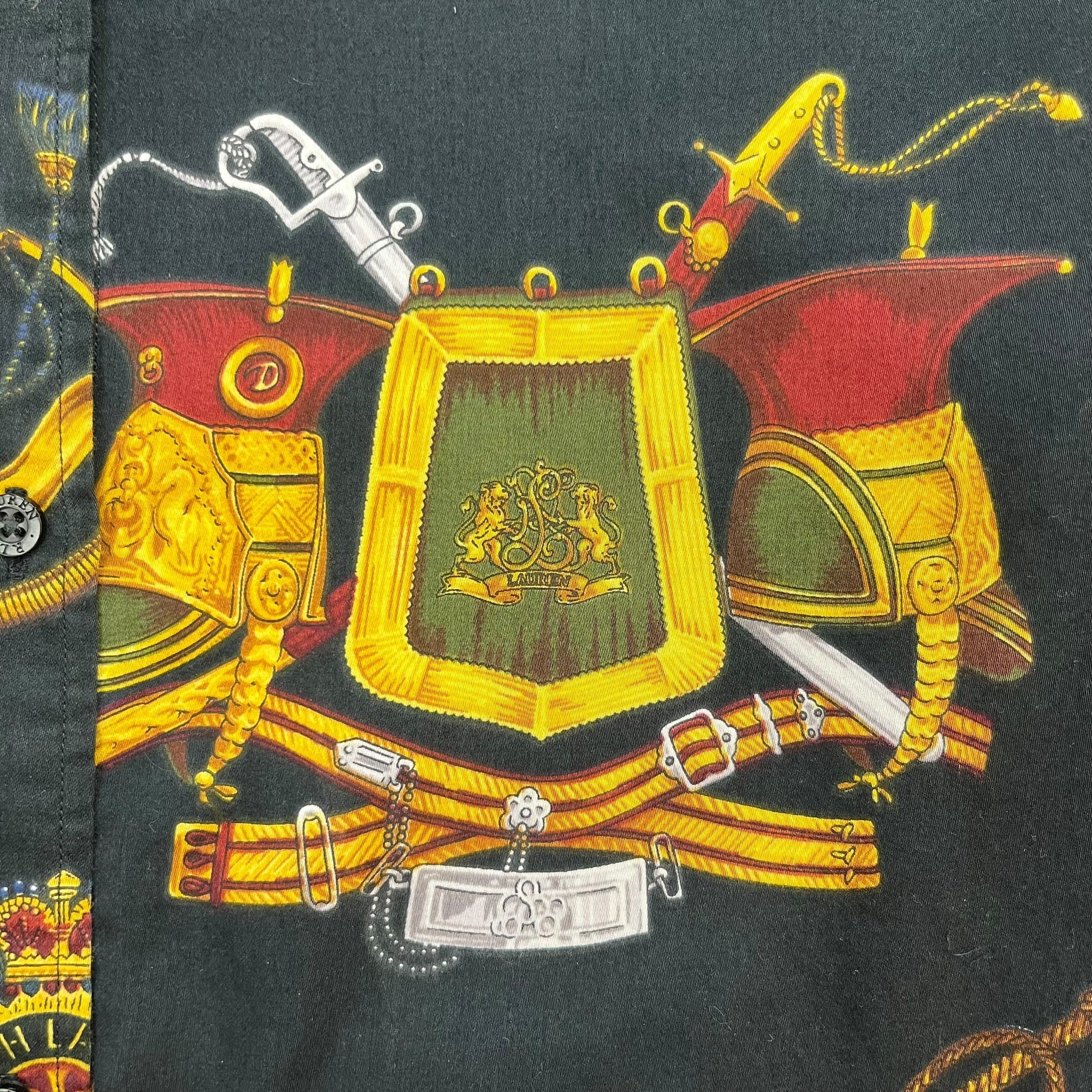 (W) Vintage Lauren Ralph Lauren Crest Button Up Shirt Black