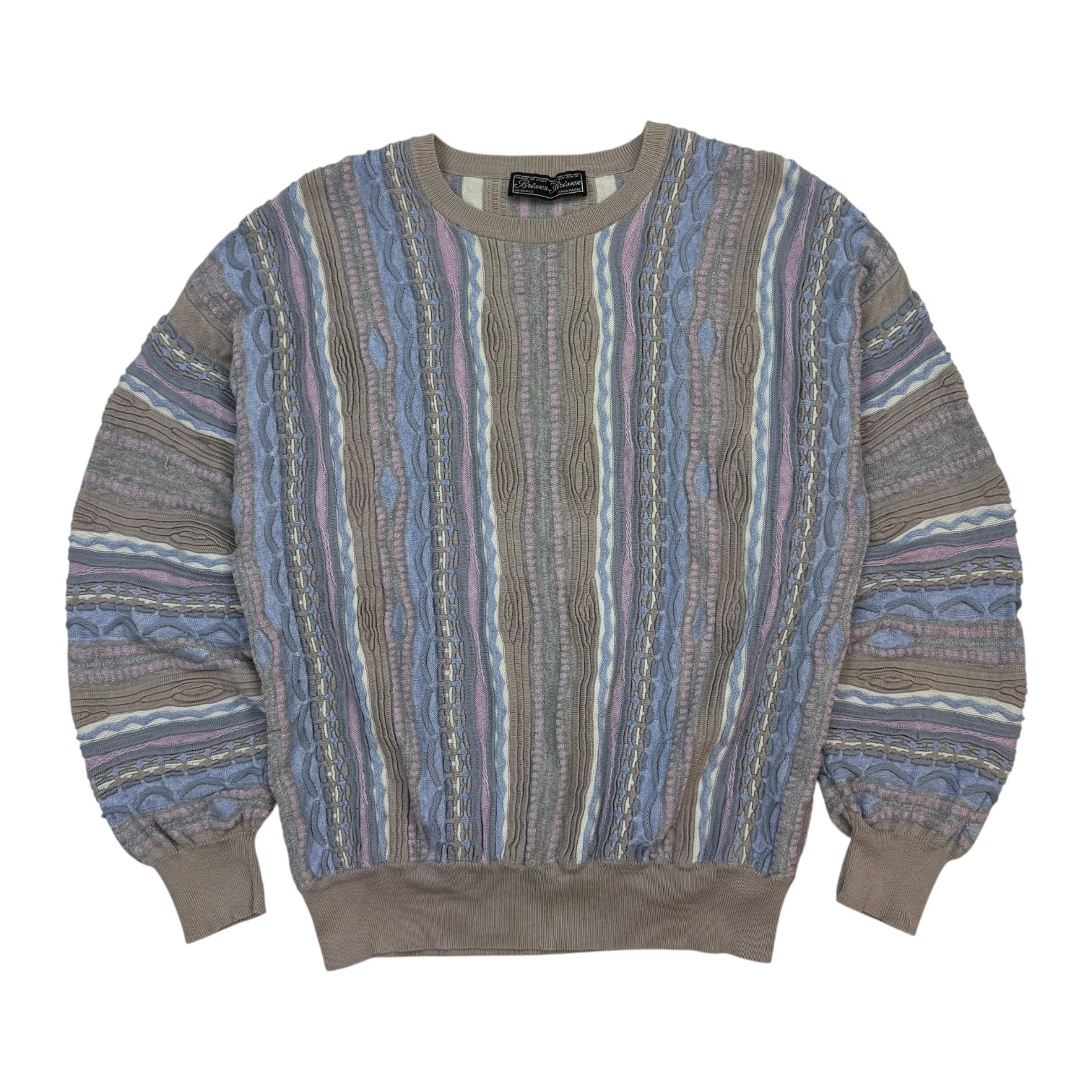 Vintage Brisson Brisson Cable Knit Sweater Blue/Brown/Pink