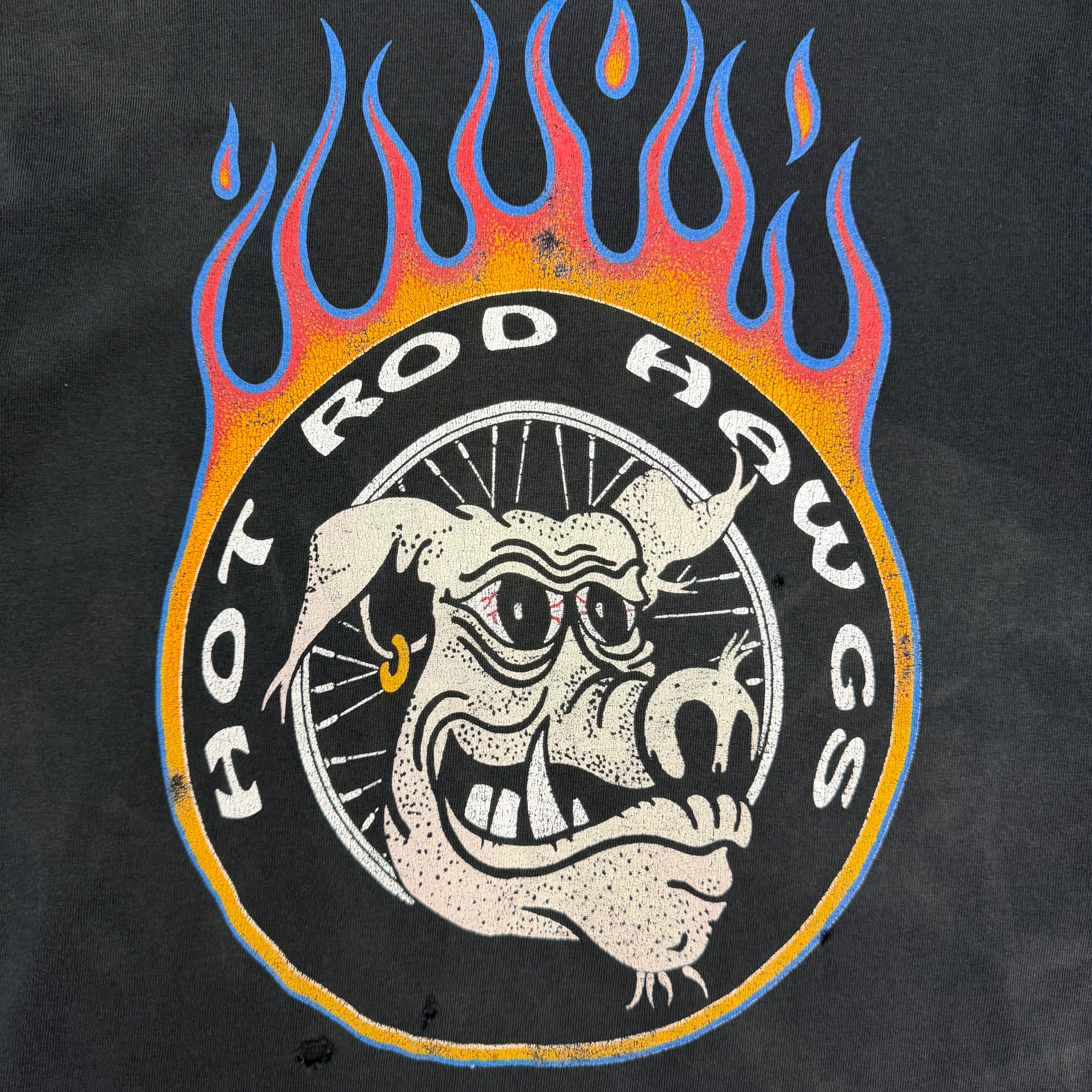 Vintage Hot Rod Hawks Flame Calgary Tee Black