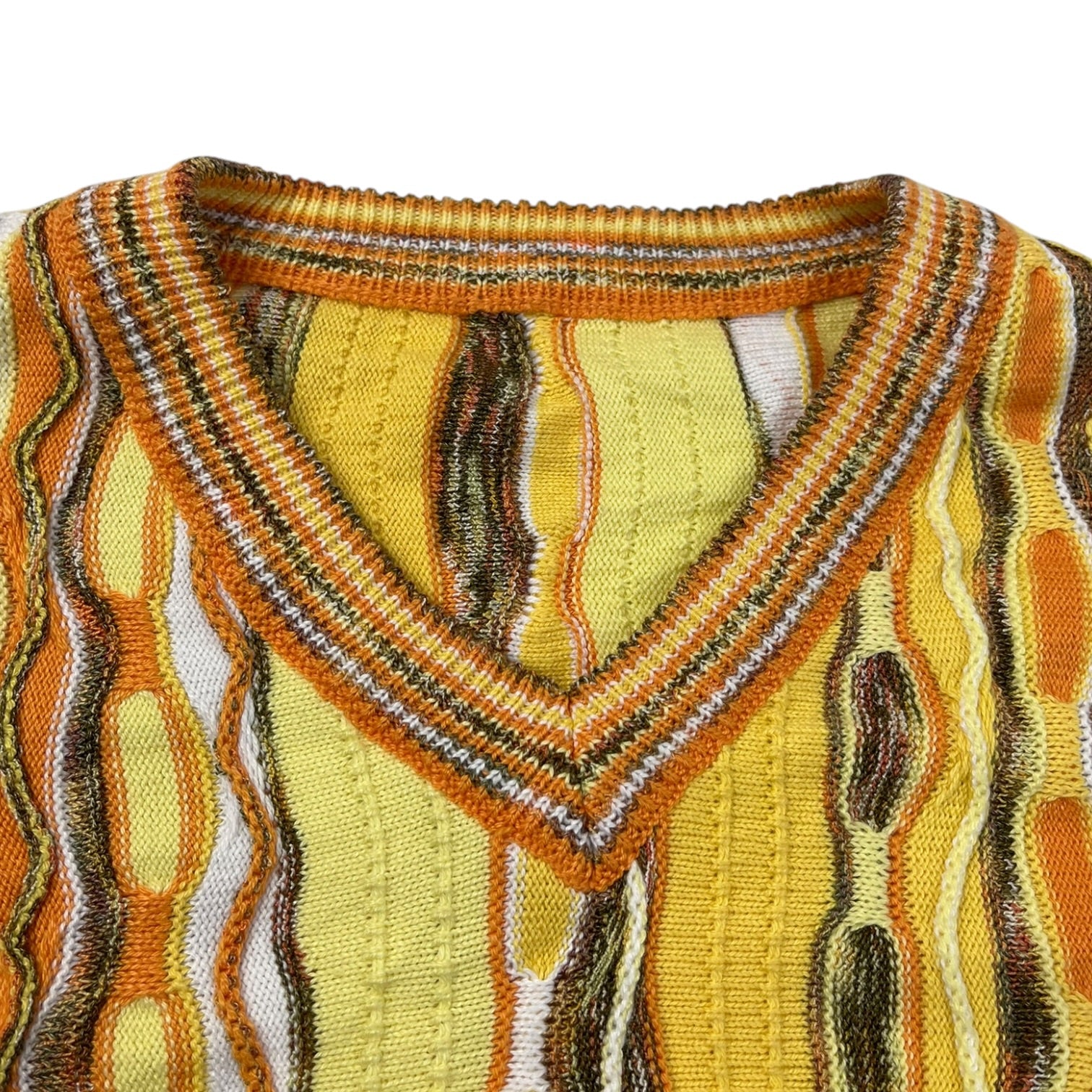 Vintage V-Neck 3D Knit Jumper Creamsicle