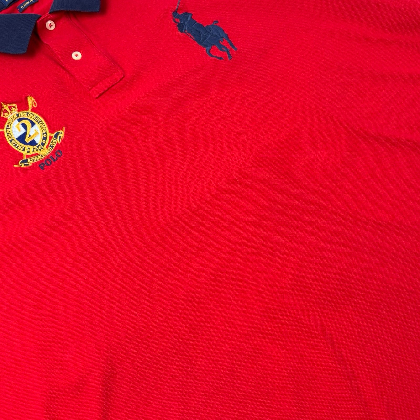 Vintage Polo Ralph Lauren Big Pony Polo Shirt Red Navy