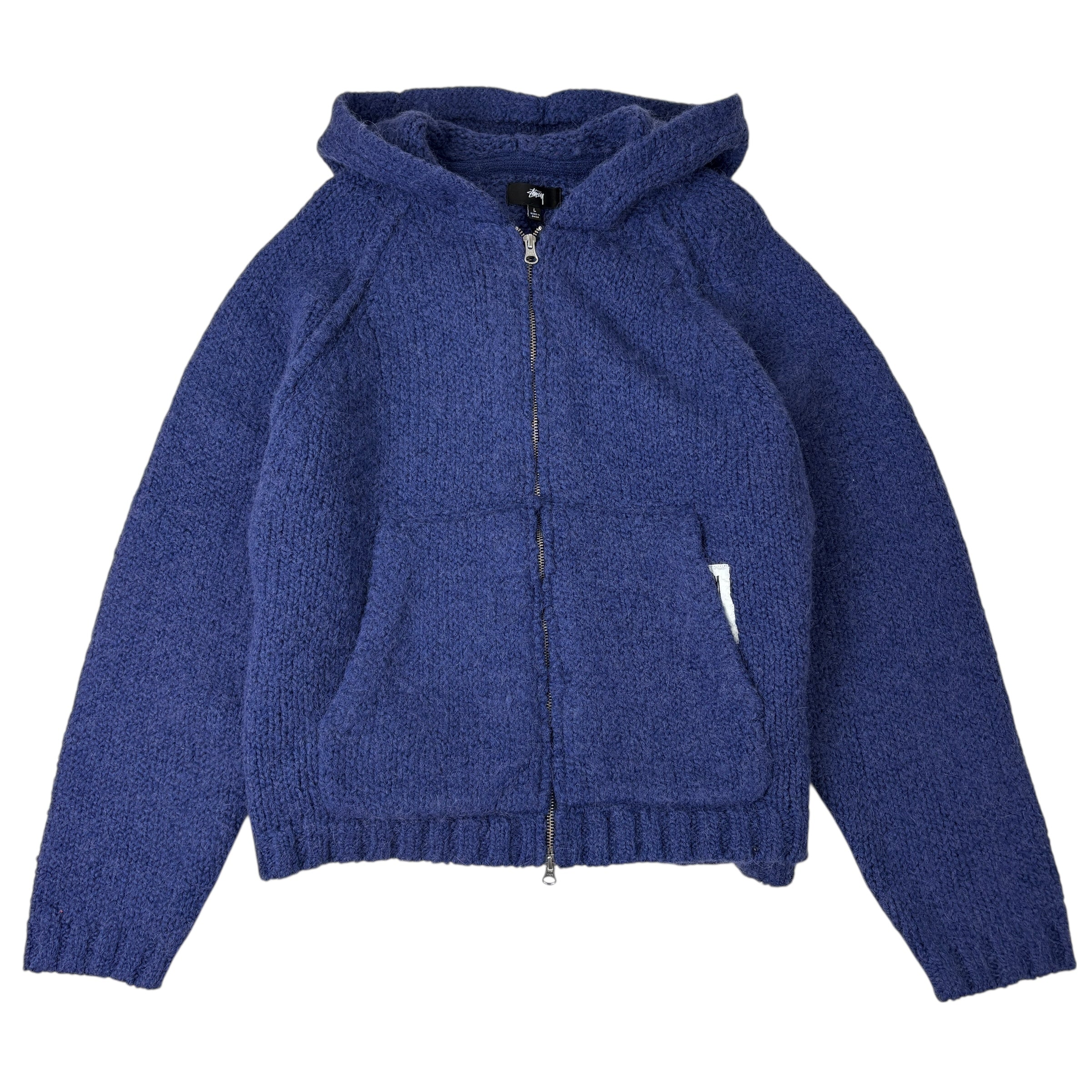 Stussy Chunky Knit Zip Hoodie Blue