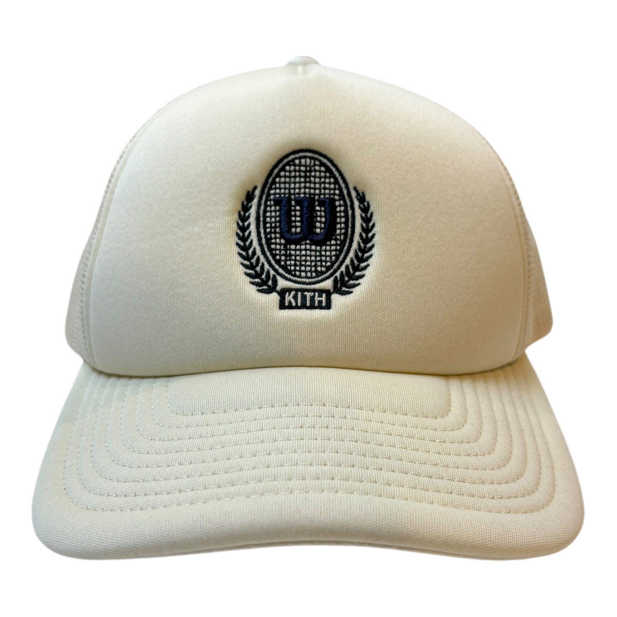 SS25 Kith x Wilson Polyfoam Nolan Trucker Hat White