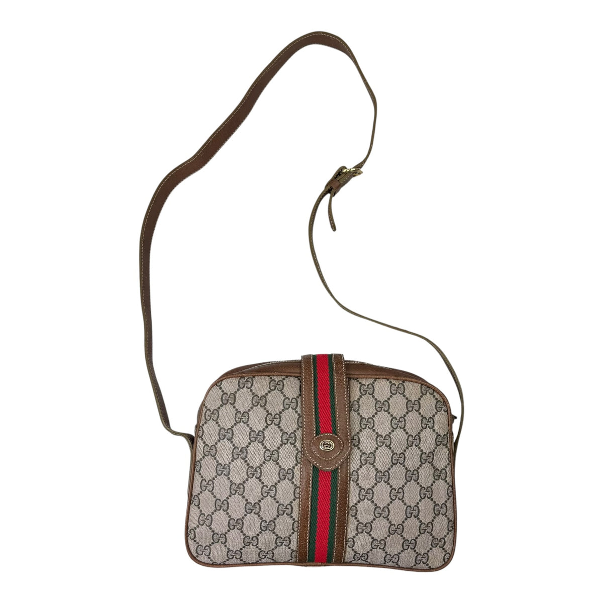 (W) Vintage Gucci GG Supreme Web Crossbody Bag