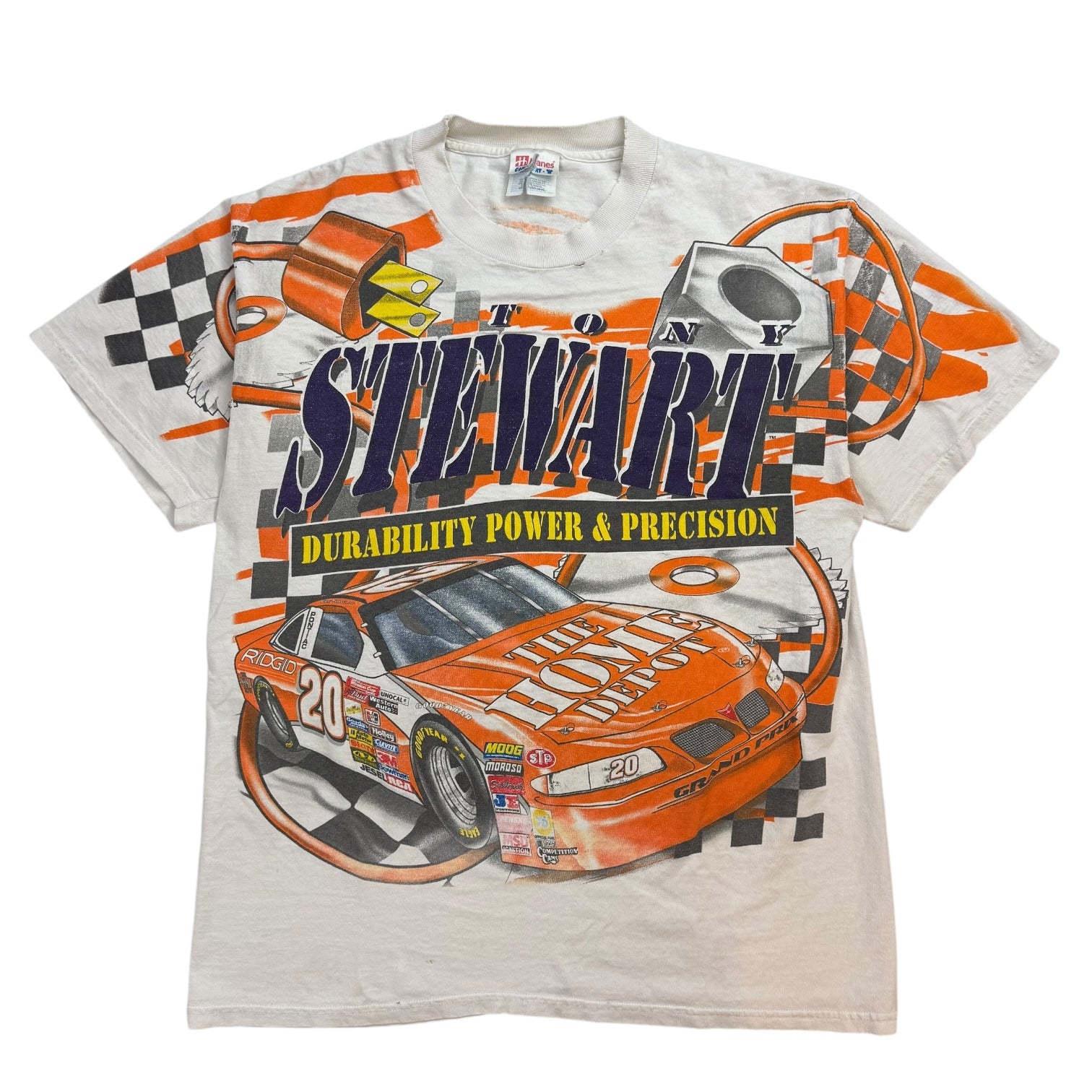 Vintage NASCAR Tony Stewart Home Depot AOP Tee White