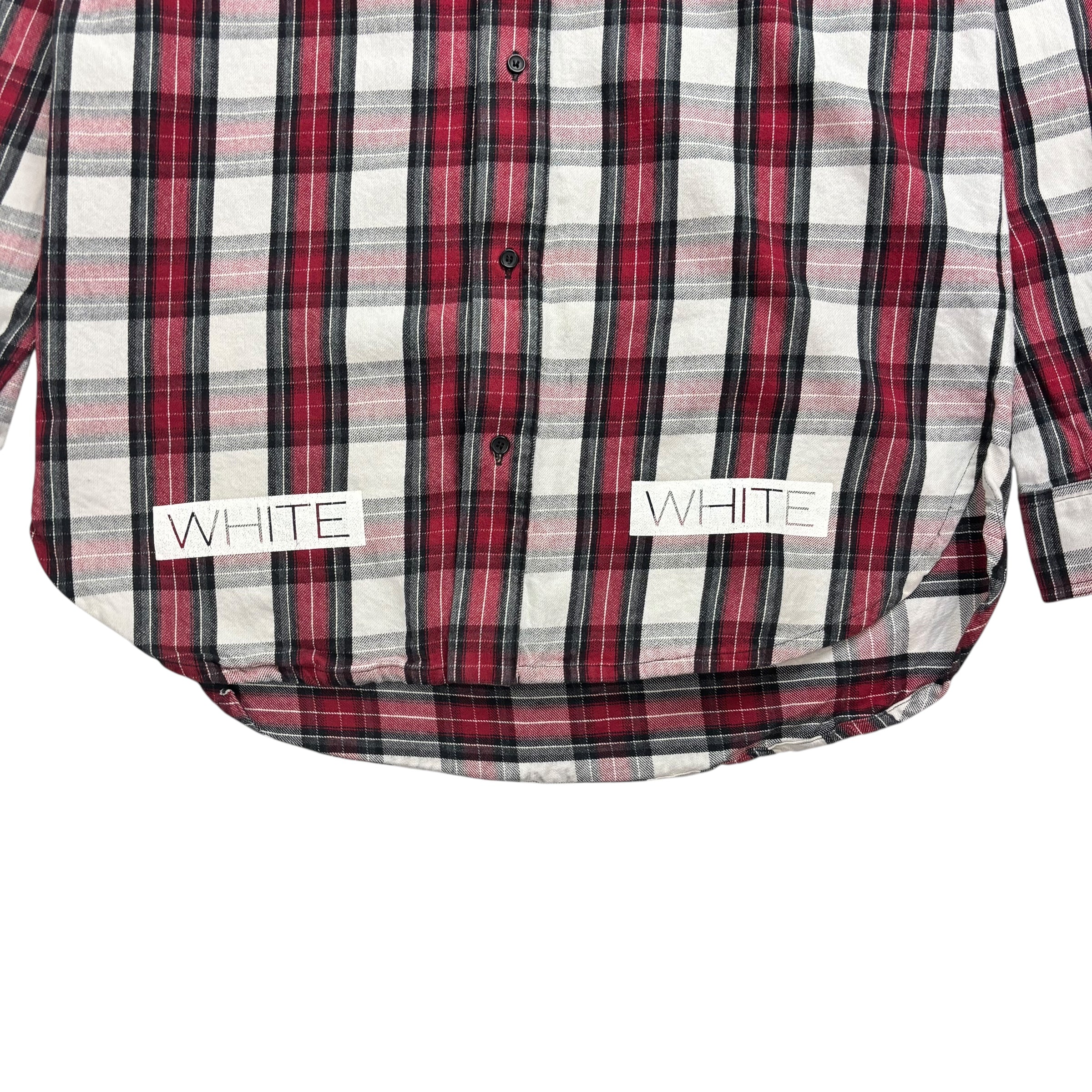 Off-White Checkered Plaid Flannel Red