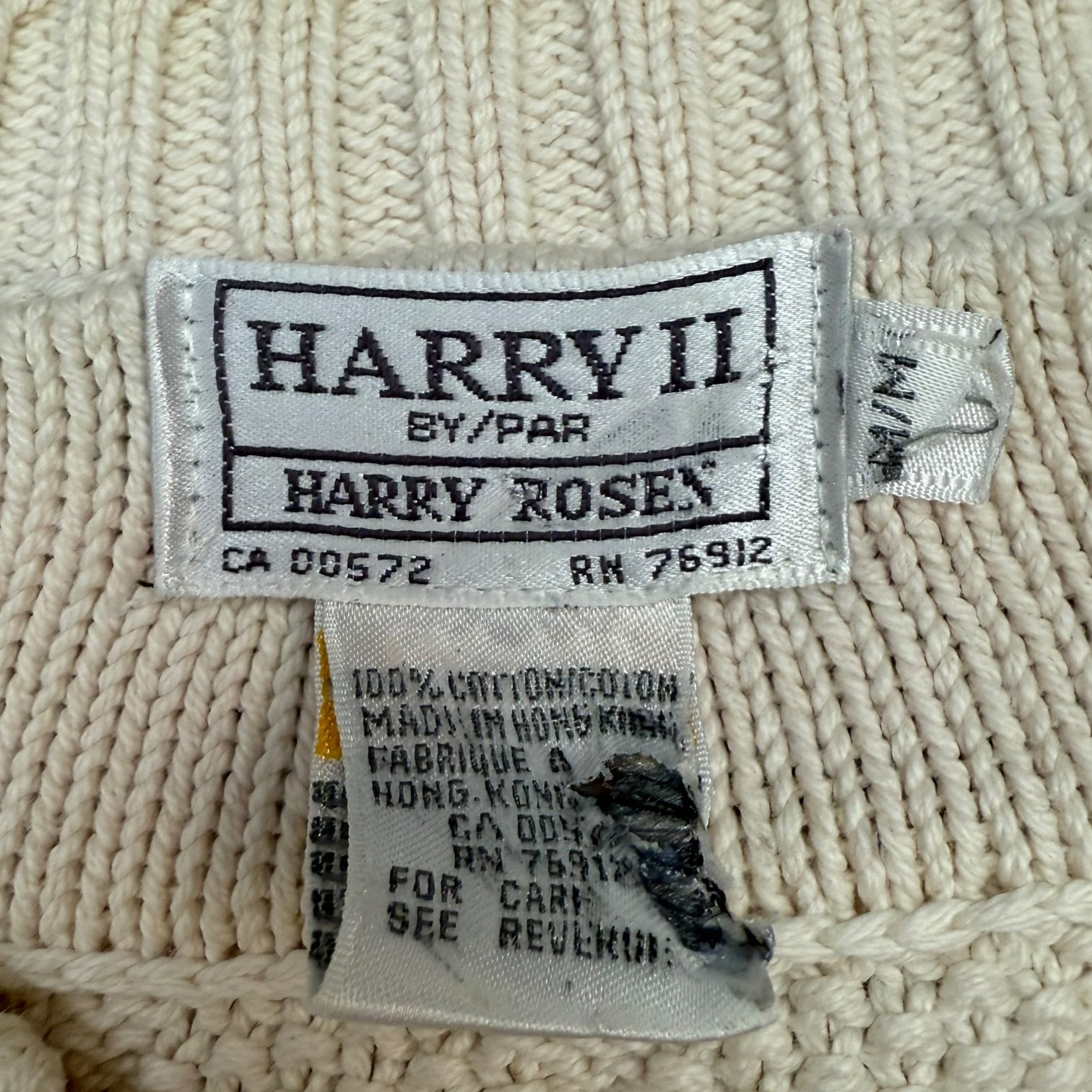 Vintage Harry Rosen V Neck Knit Sweater White/Multicolour
