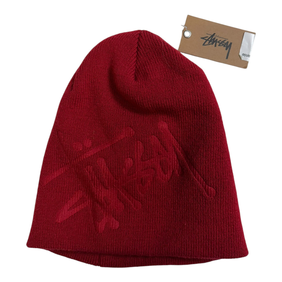 Stussy Debossed Stock Logo Skullcap Beanie Red