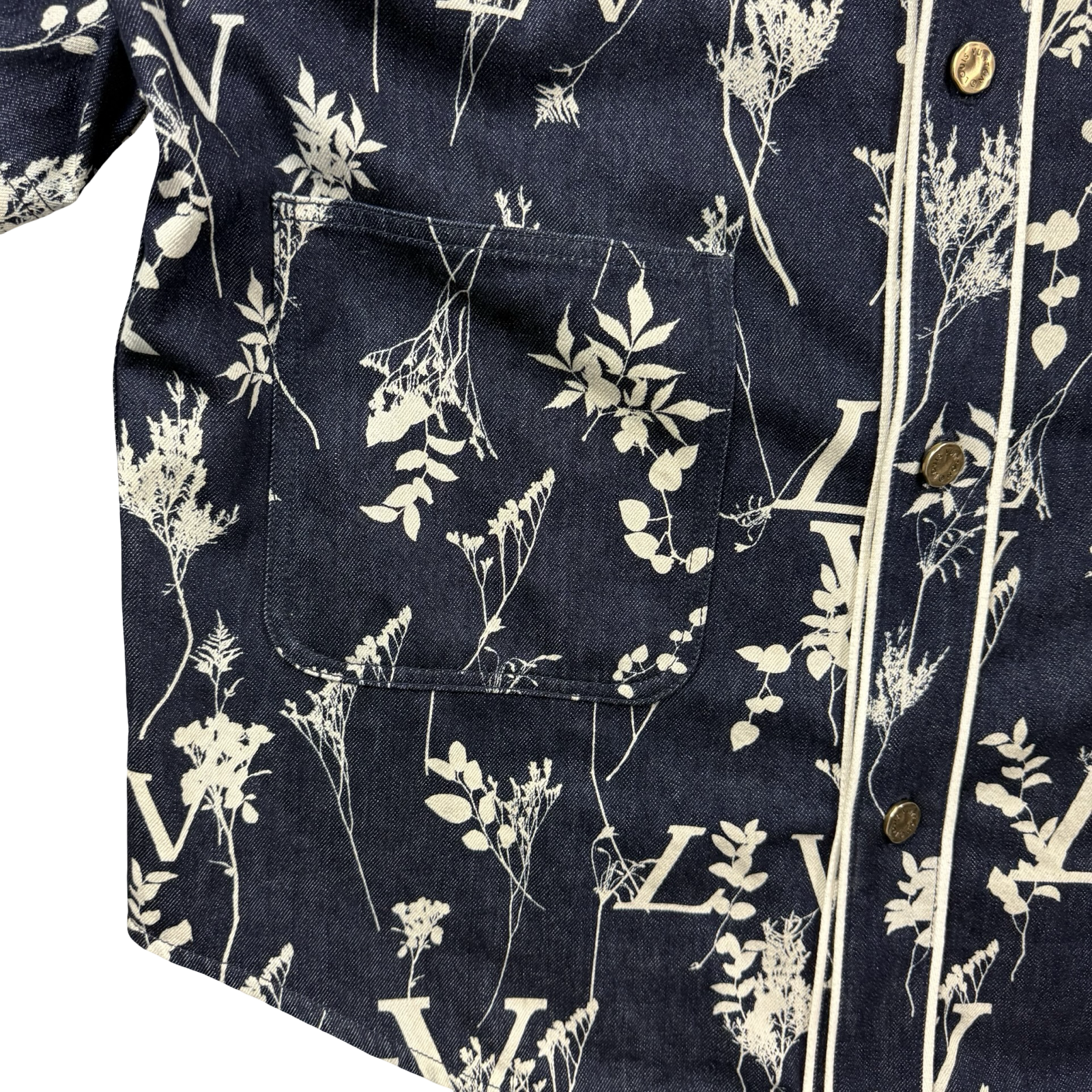 Louis Vuitton Leaf Denim Baseball Shirt Blue