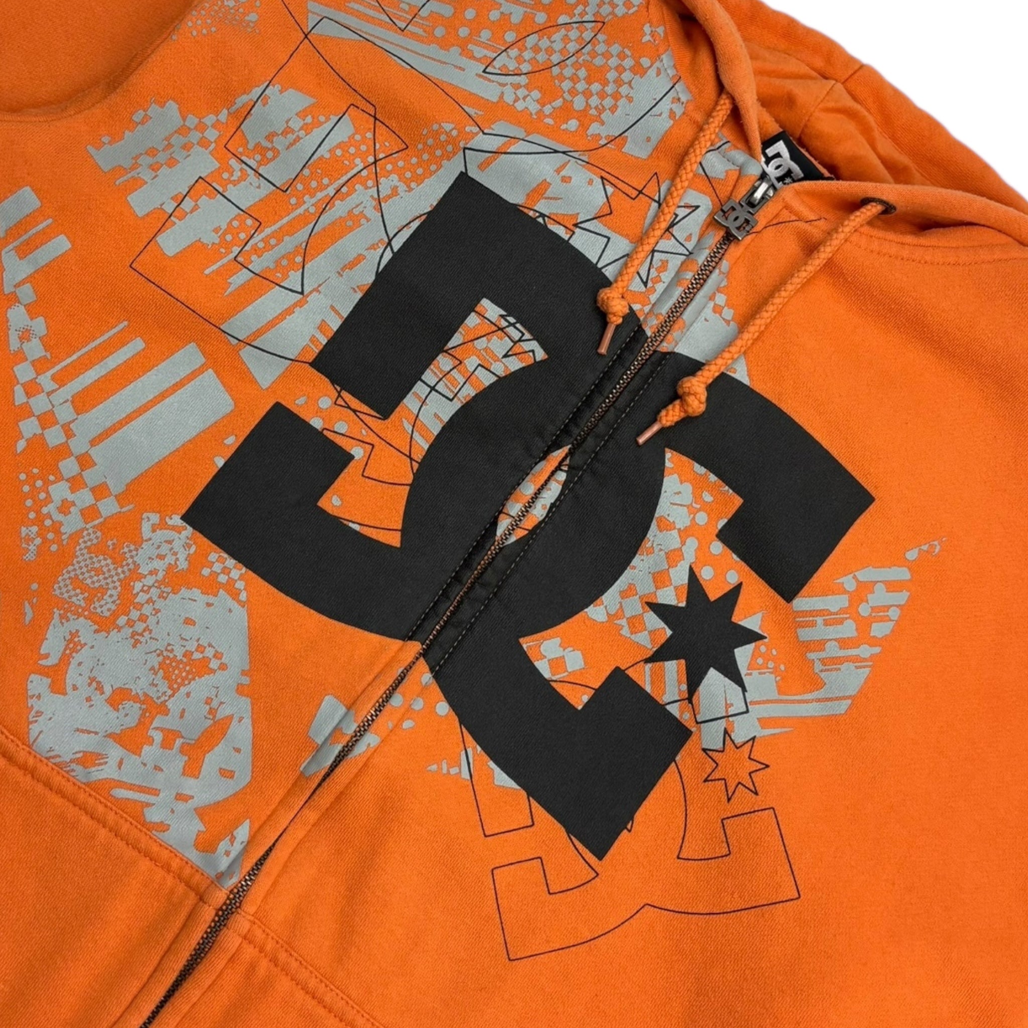 Vintage Y2K DC Graffiti Zip Hoodie Orange
