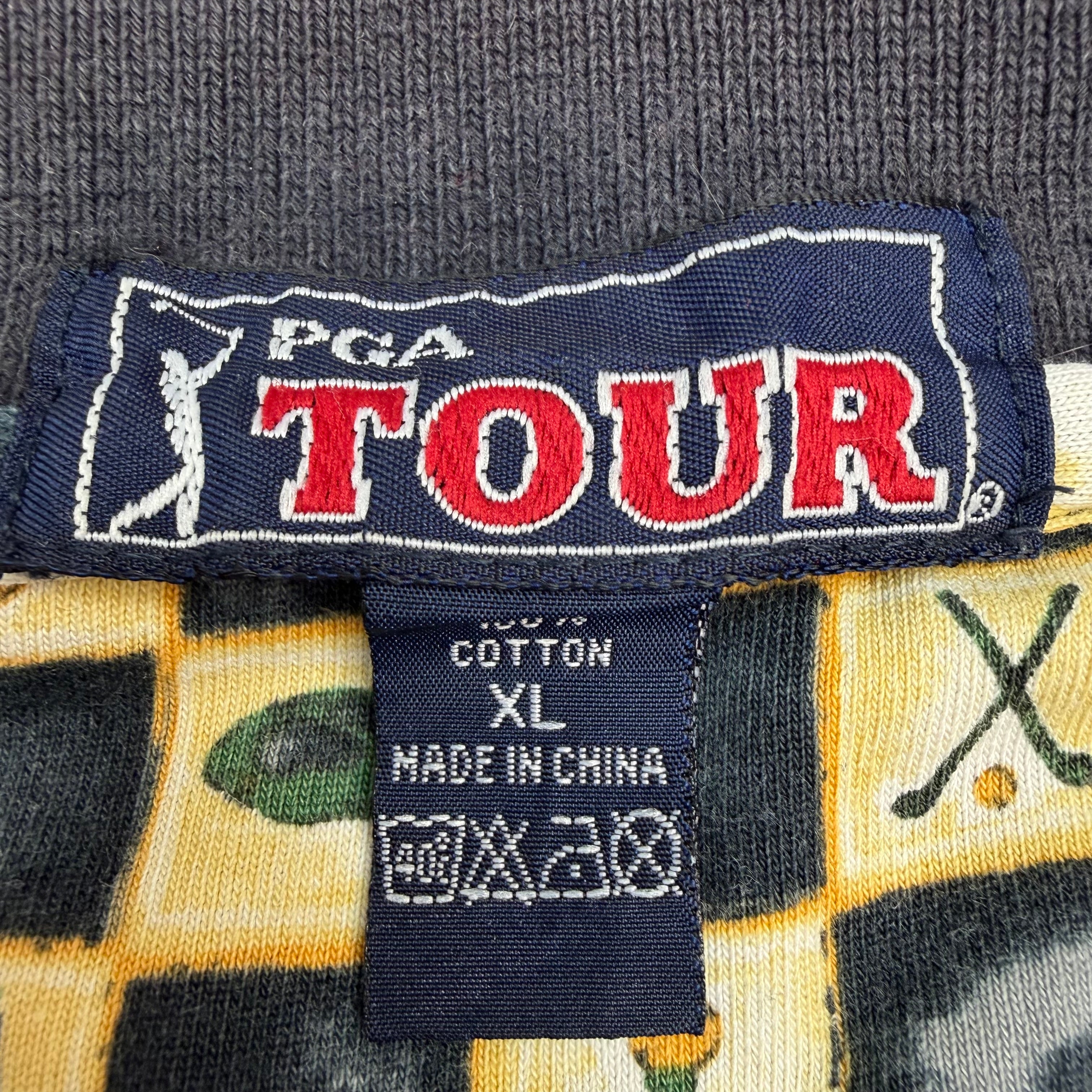 Vintage PGA Tour Patterned Polo Shirt Yellow