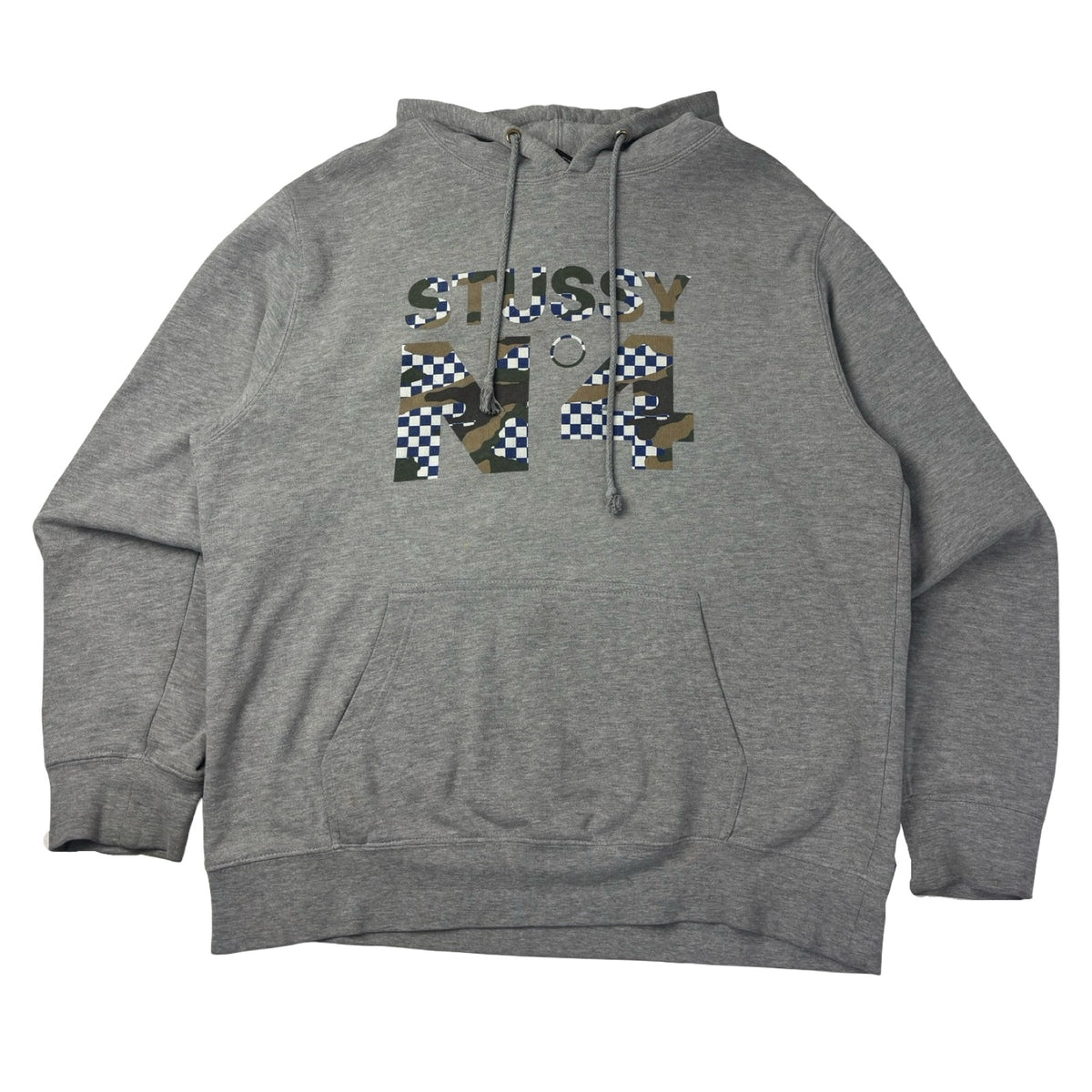 Stussy N°4 Camo Checkered Hoodie Grey