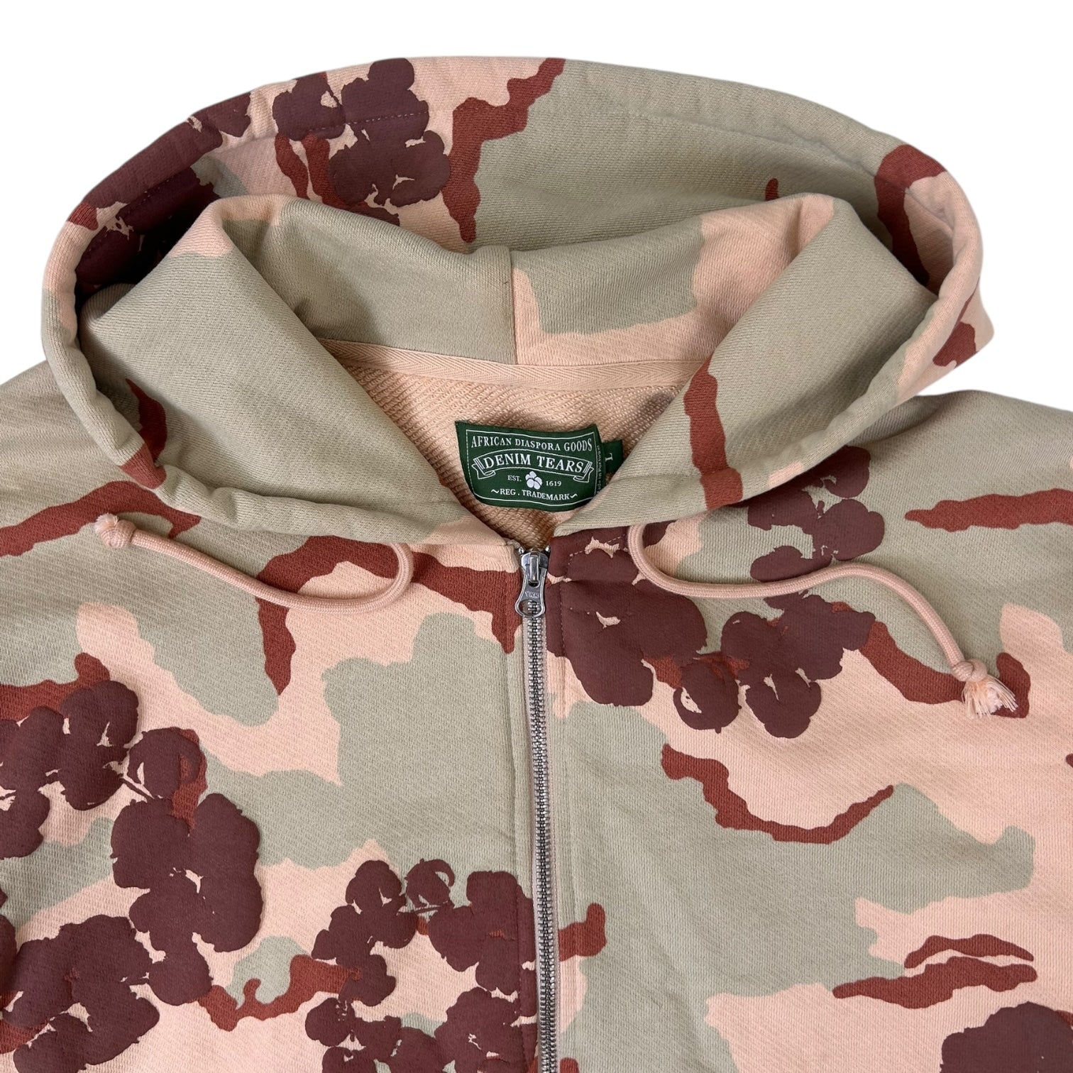 Denim Tears Cotton Wreath Zip Up Hoodie Brown Camo