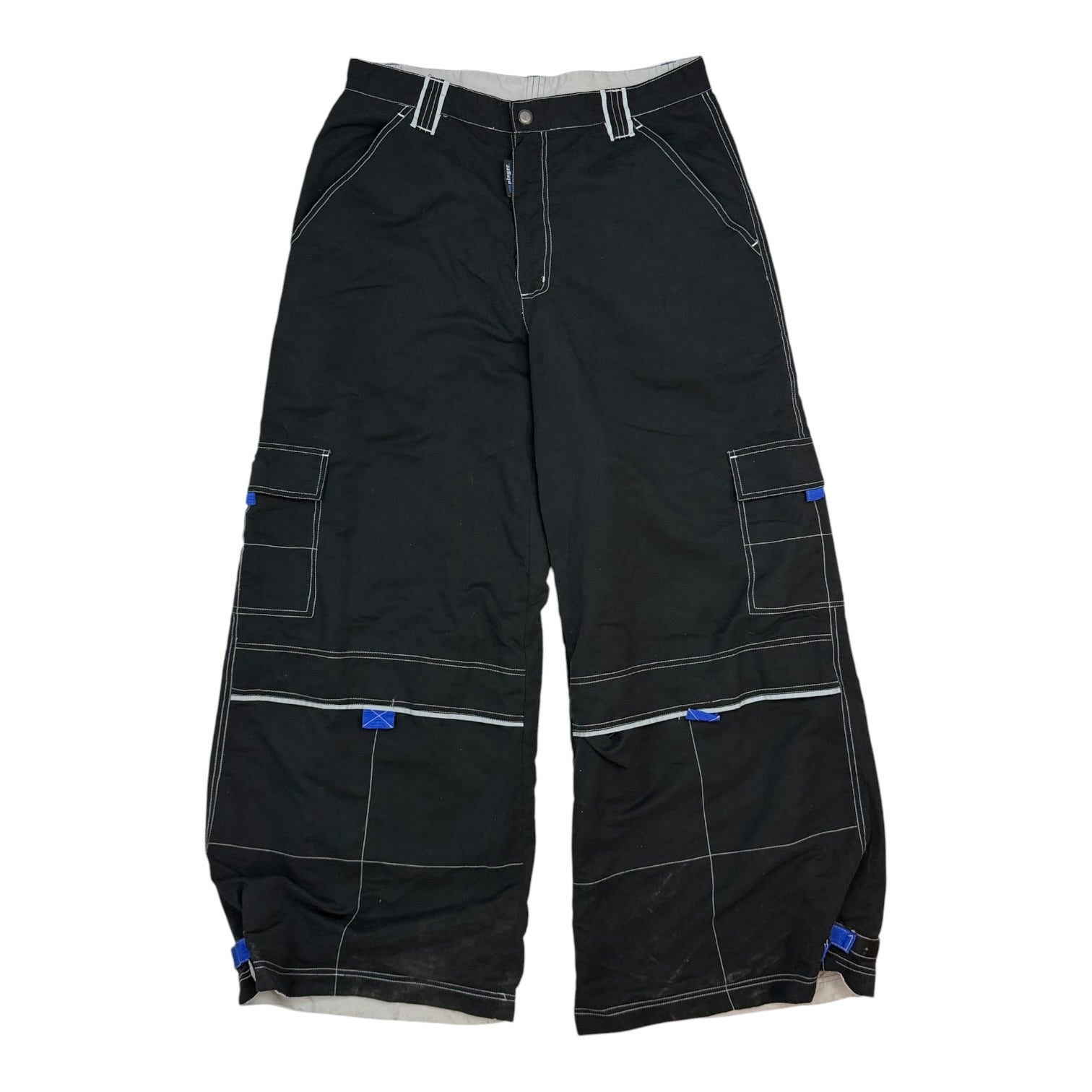 R2 Player Wide Leg Cargo Pants Black