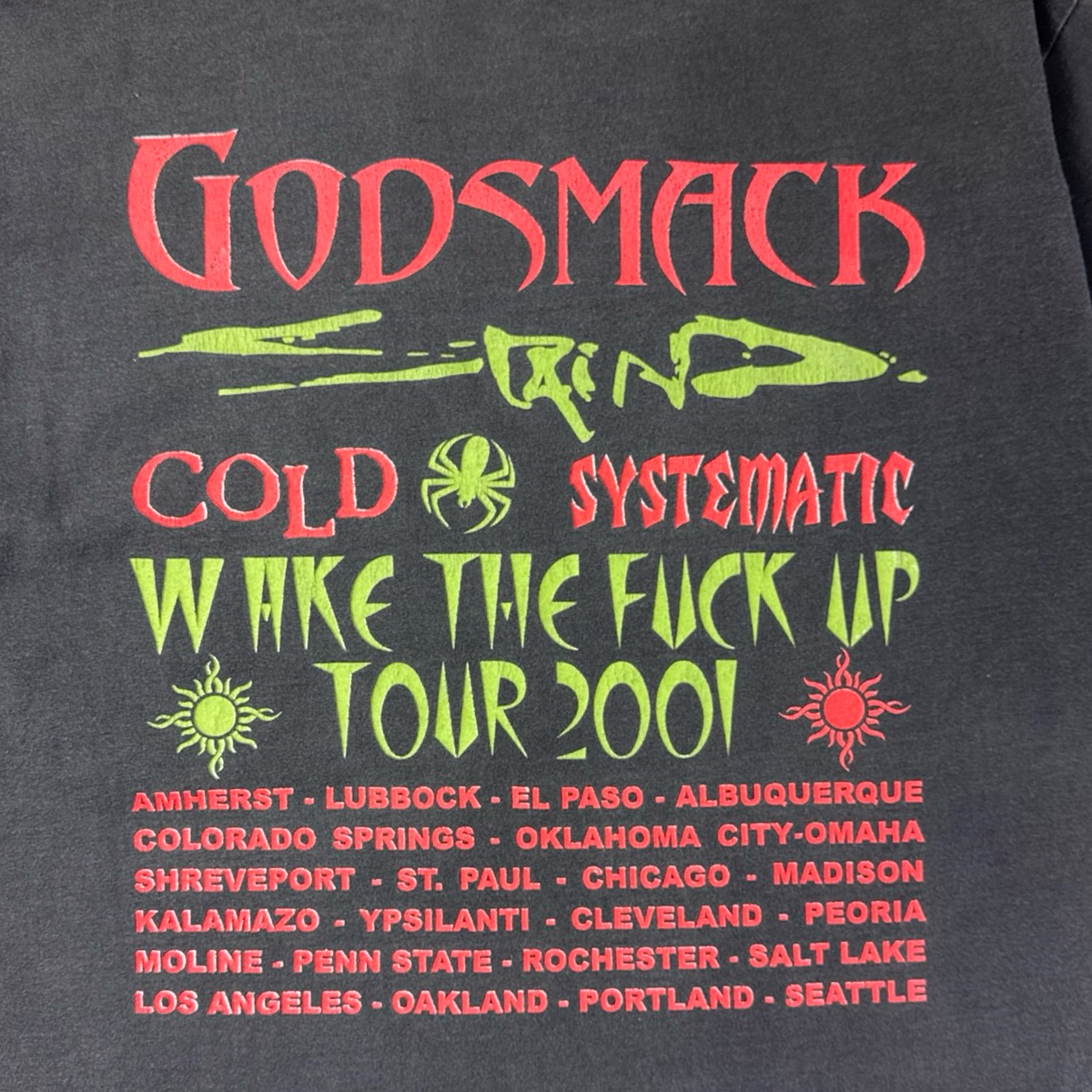 2001 Godsmack Wake The F*ck Up Nu-Metal Tour T-Shirt Faded