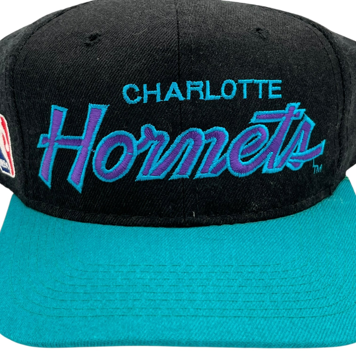 Vintage Sports Specialties Charlotte Hornets Double Line Script Hat Black