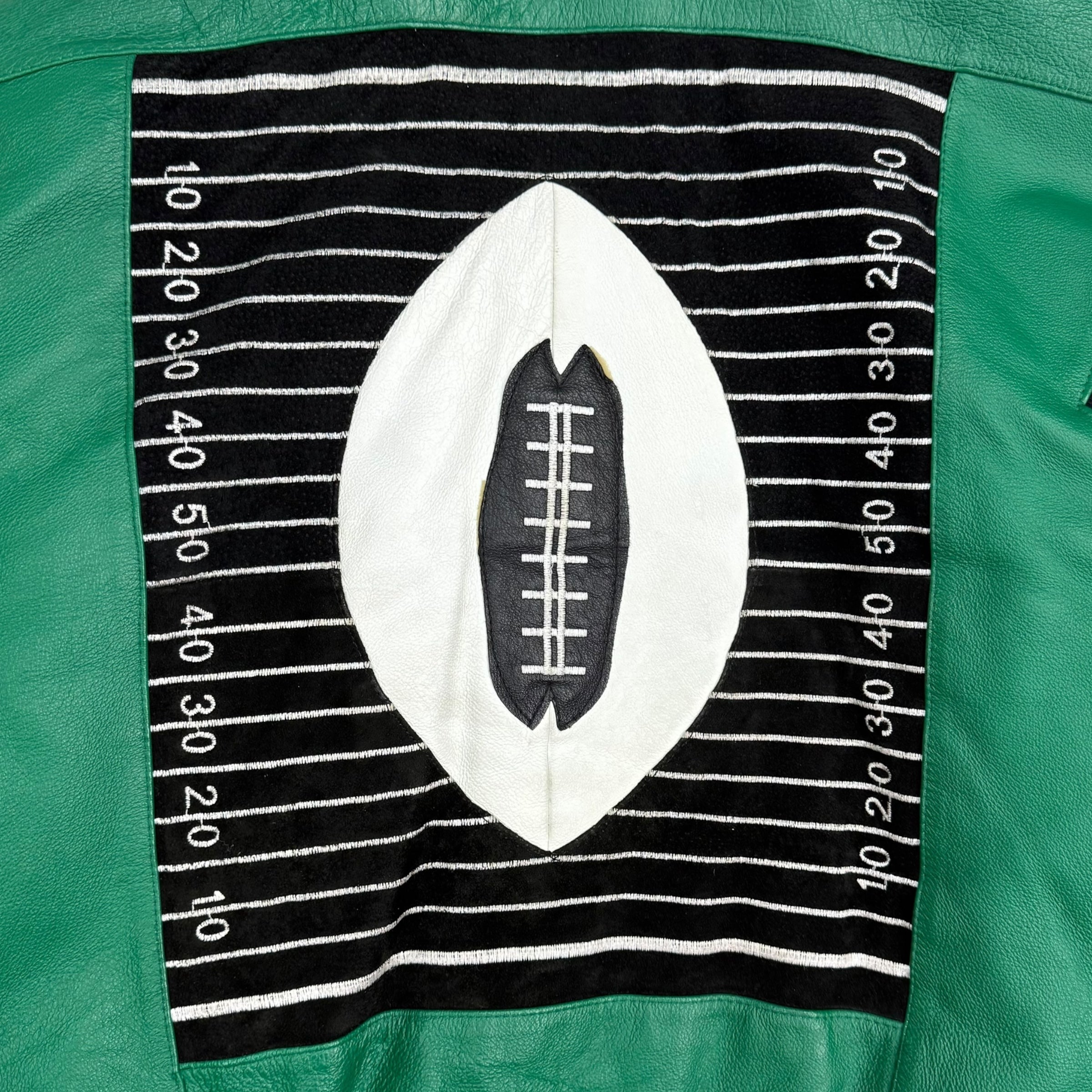 Vintage Michael Hoban Varsity Leather Football Jacket Orange/Green