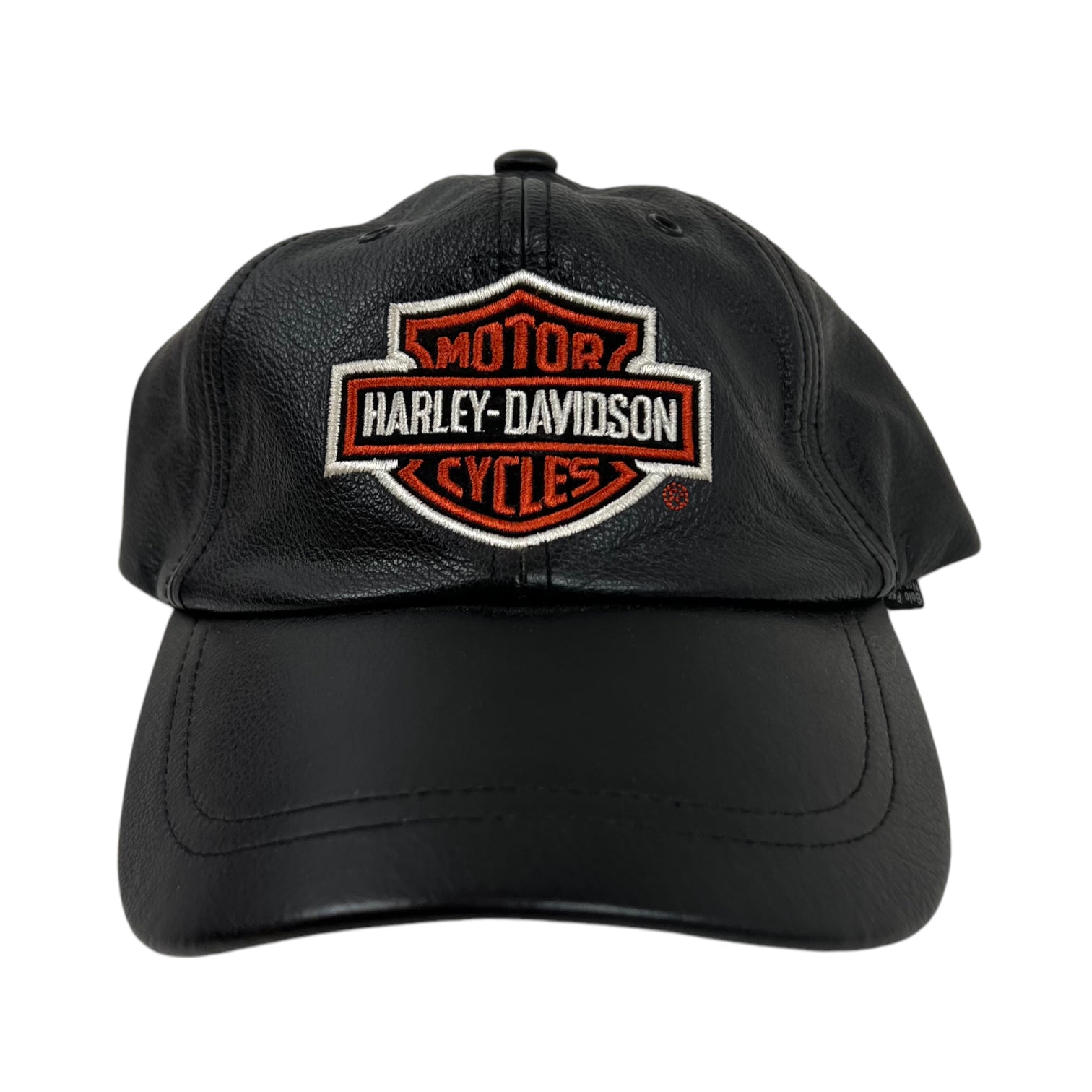 Vintage Harley Davidson Leather Strapback Hat