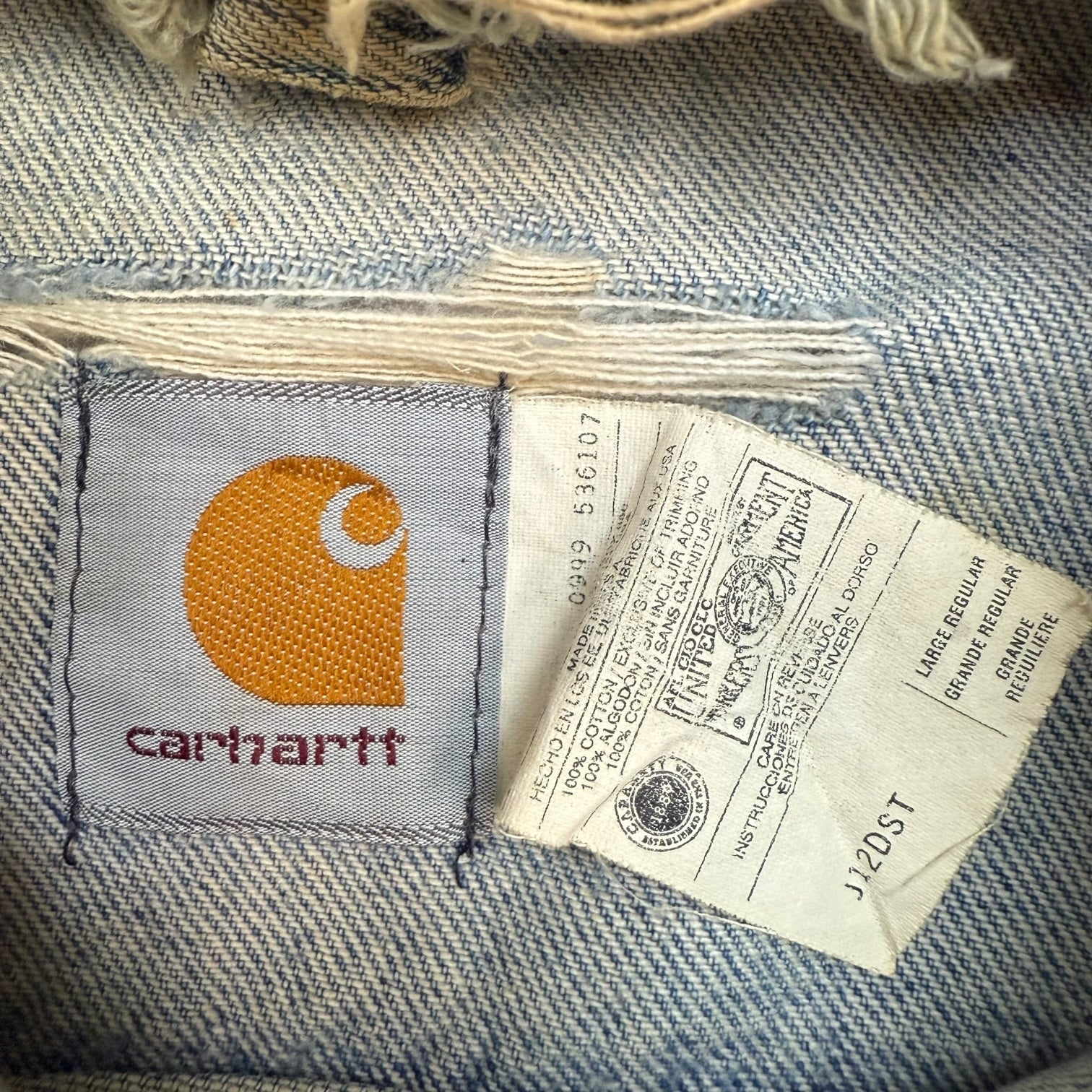 Vintage Carhartt Denim Button Up Jacket Light Wash
