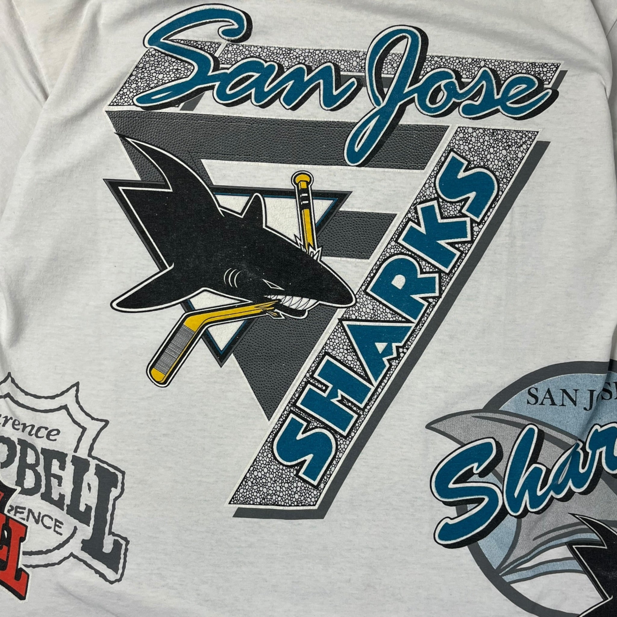 1991 San Jose Sharks Bulletin Athletic AOP T-Shirt