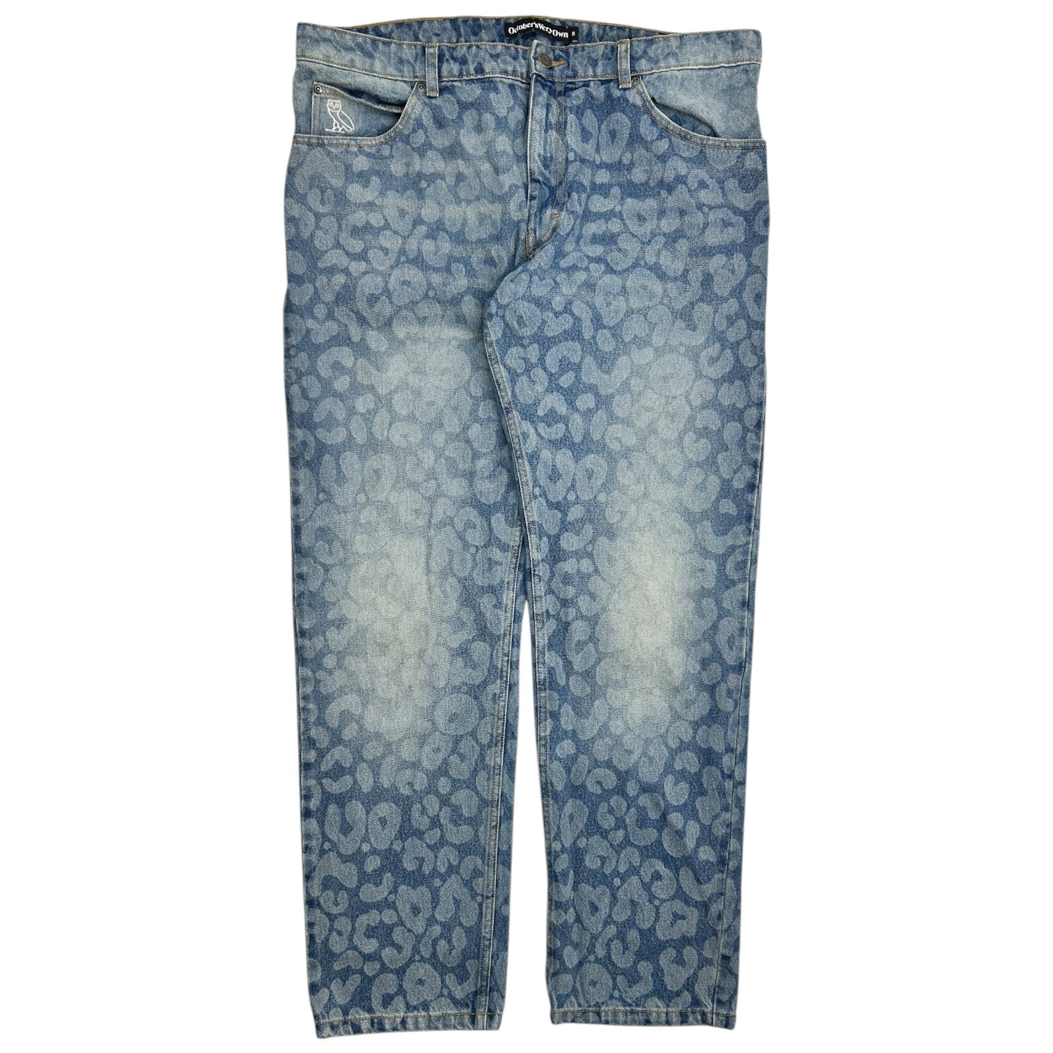 OVO Leopard Washed Print Denim Jeans