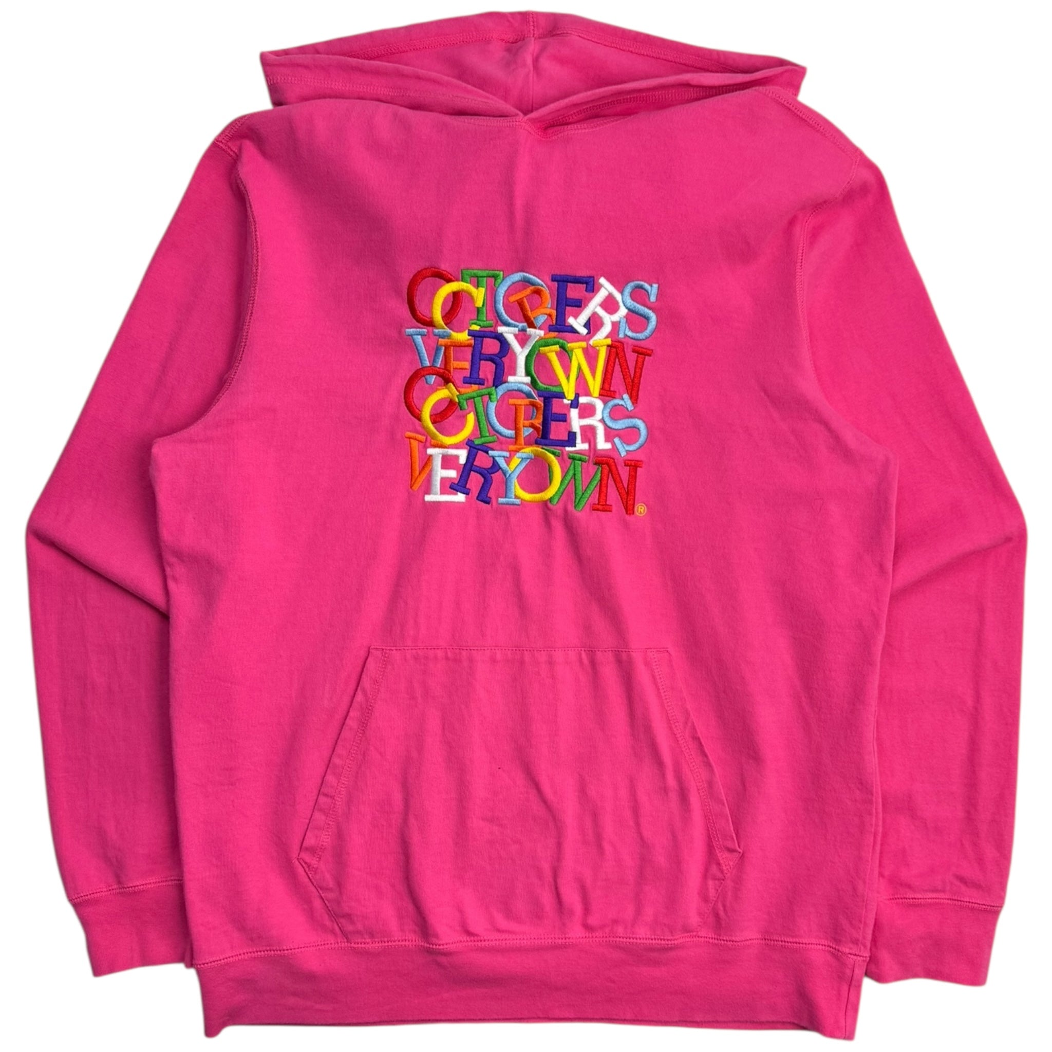 OVO Spellout Stacked Embroidered Hoodie Pink