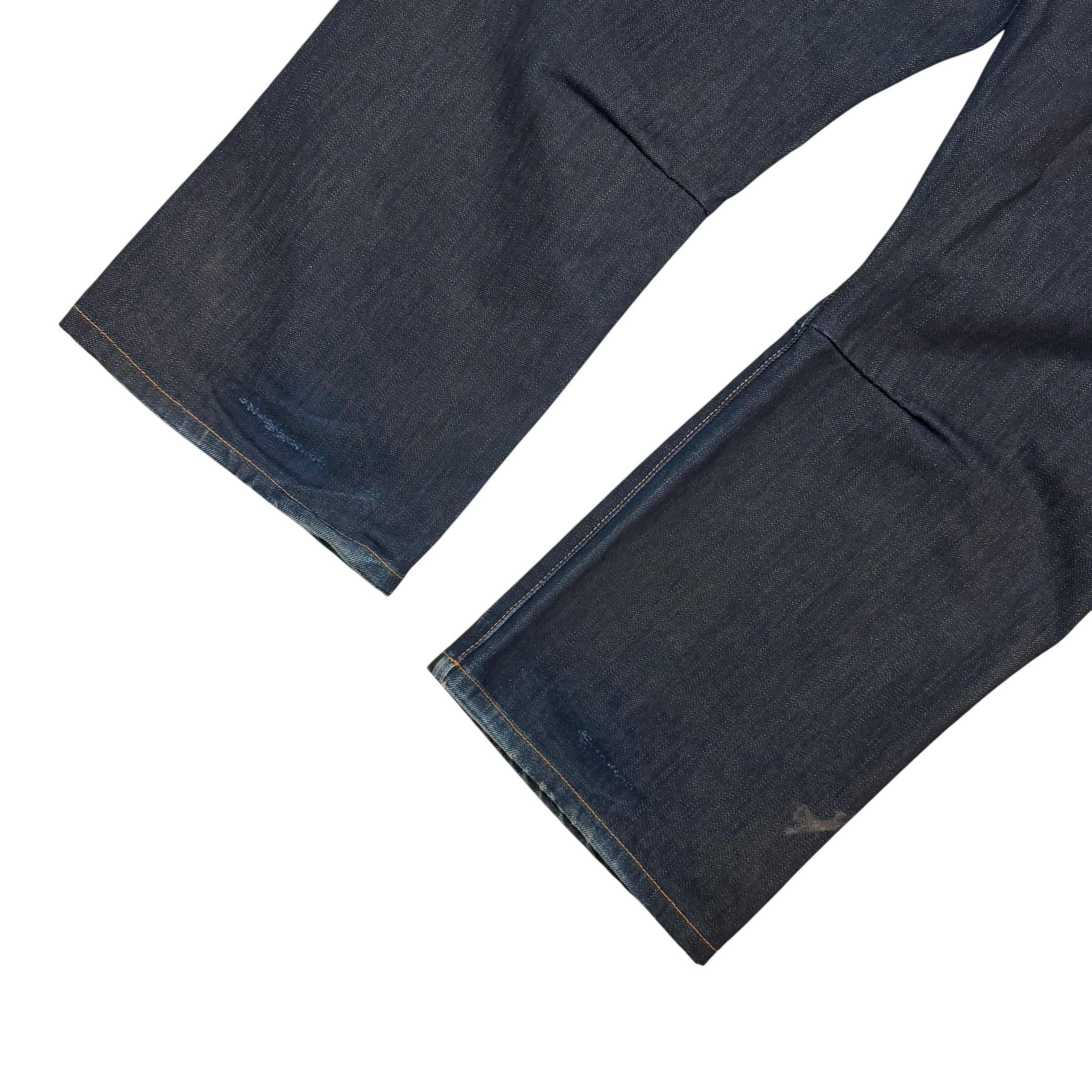 Vintage Ed Hardy Embroidered Raw Denim Jeans Indigo