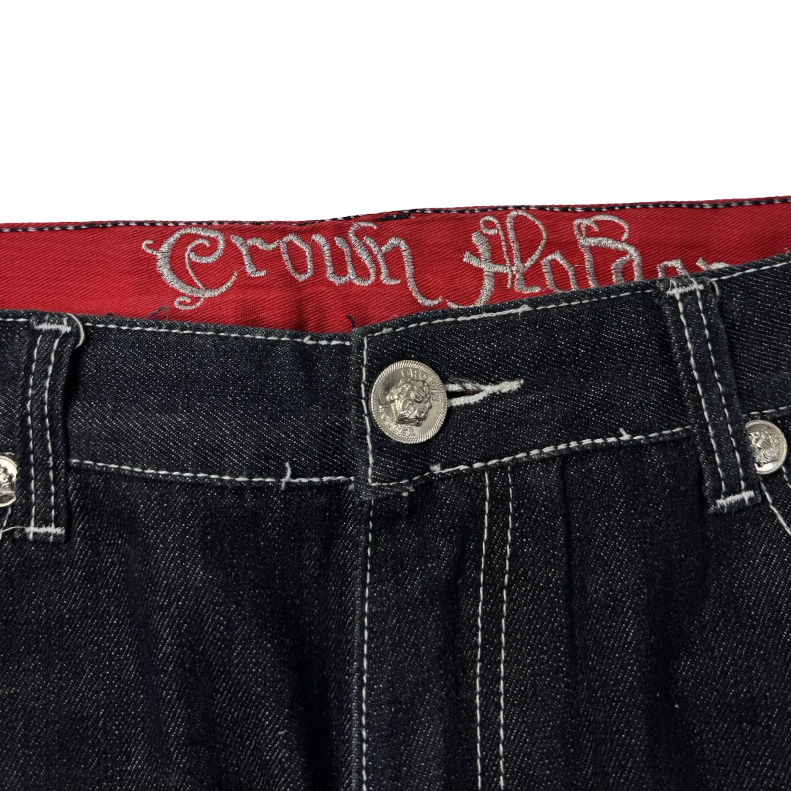 Vintage Y2K Crown Holder Old English Embroidered Jorts