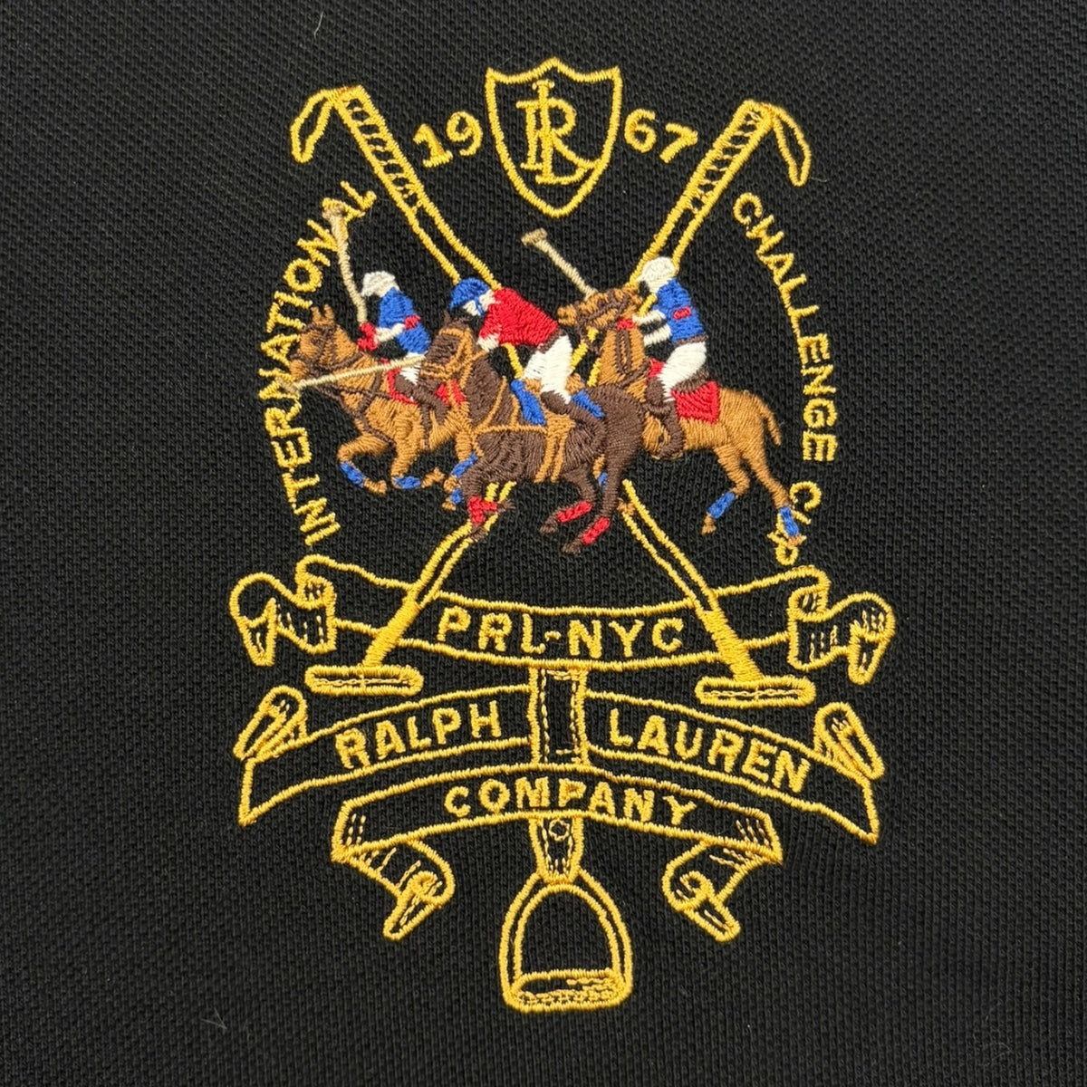 Vintage Polo Ralph Lauren Custom Slim Fit Triple-Pony Polo Shirt Black