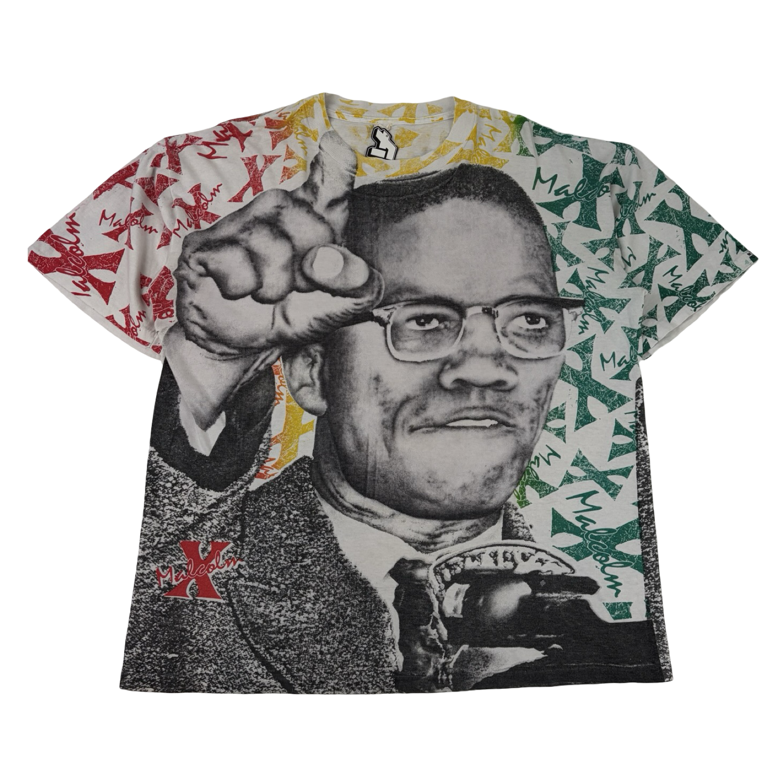 Vintage 1990s Malcom X All over Print T-Shirt