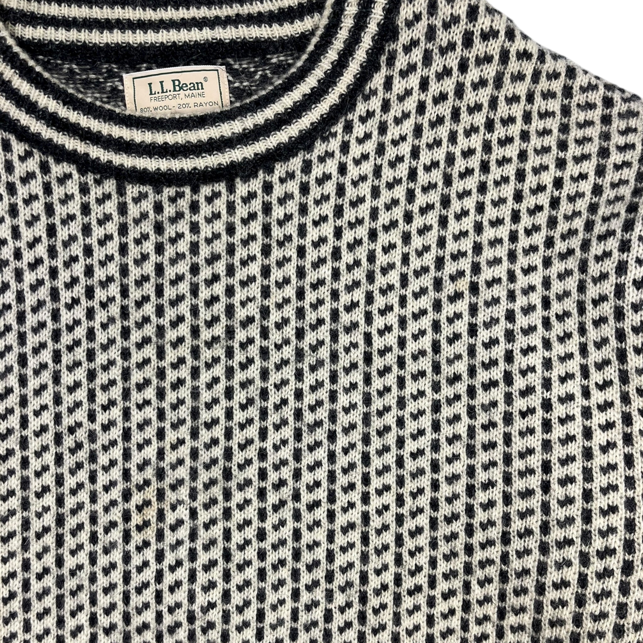 Vintage LL Bean Birds Eye Pattern Wool Knit