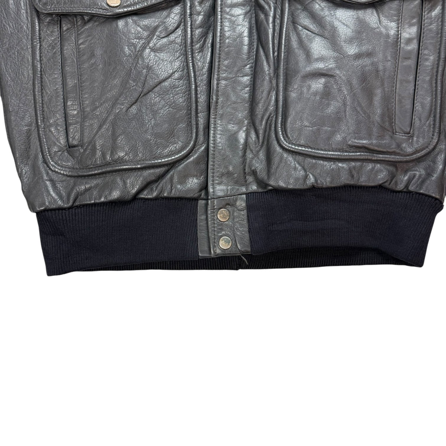 Vintage Leather Bomber Jacket Black