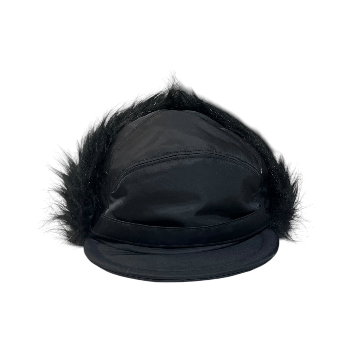 Prada Nylon Faux Fur Flap Cap