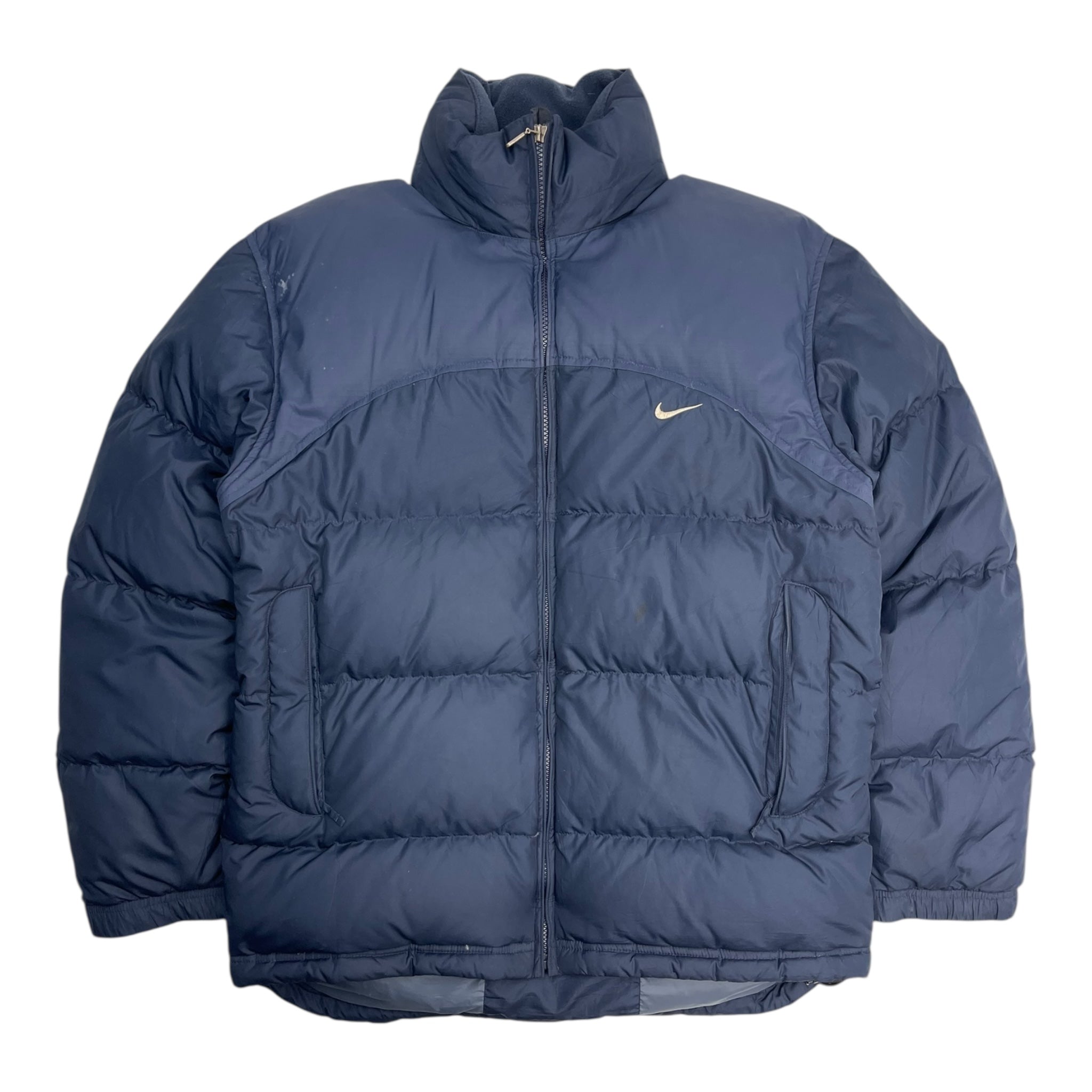 Vintage Nike Mini Swoosh Puffer Jacket Blue