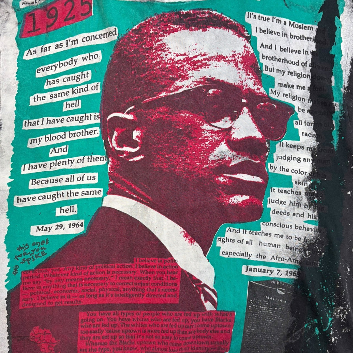 Vintage 1991 Mosquitohead Malcolm X T-shirt Black