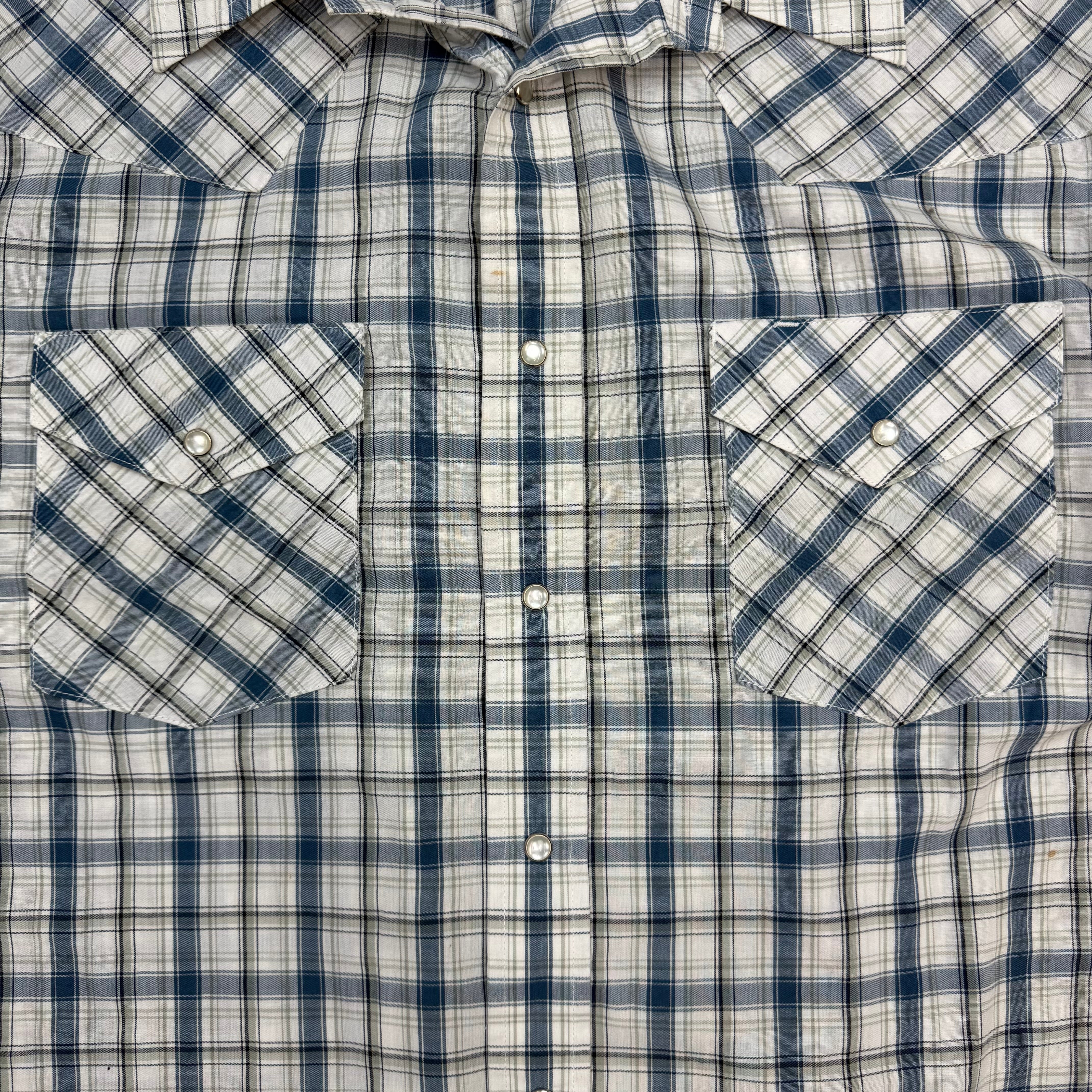 Vintage Ash Creek Short Sleeve Snap Button Up Blue/White