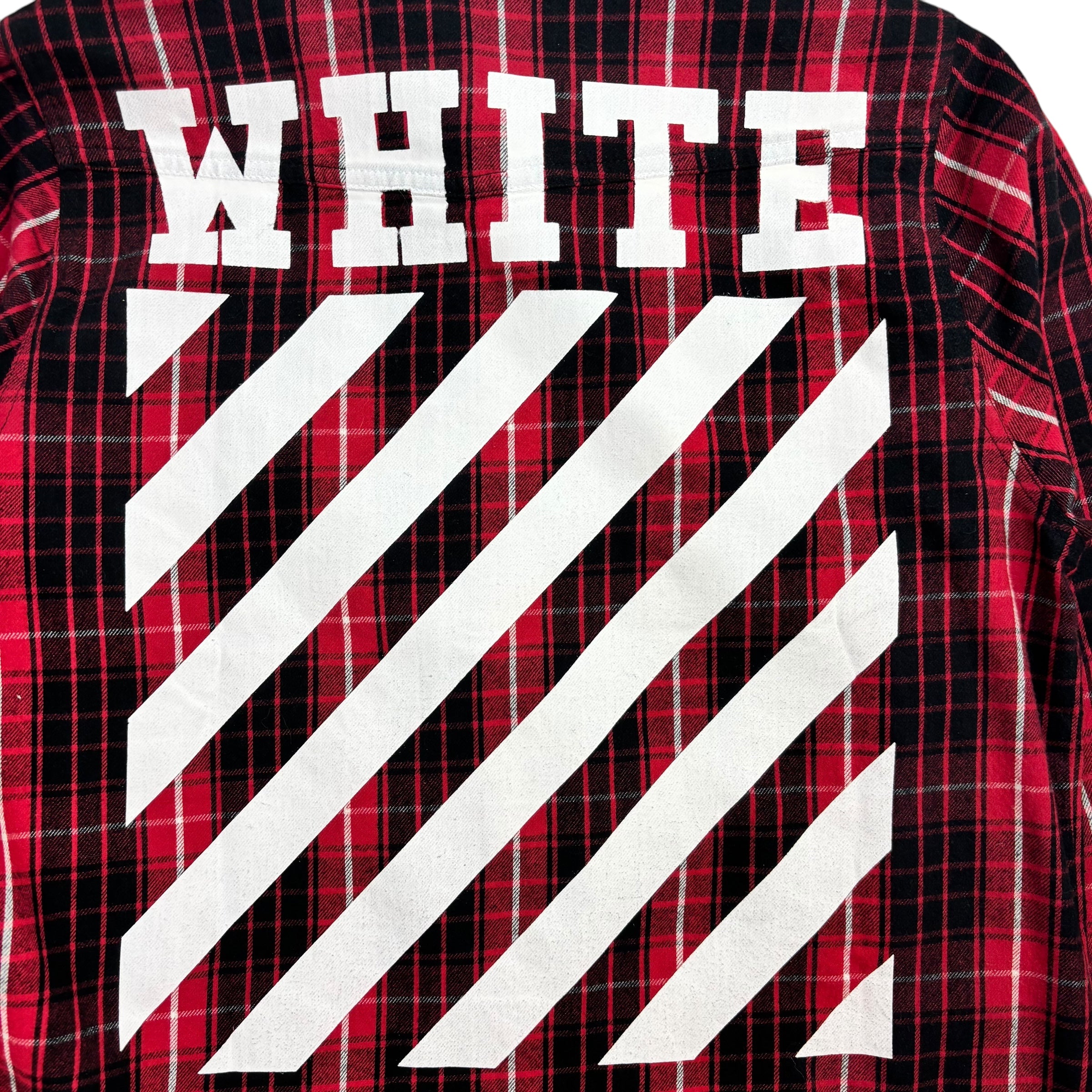 Off-White Plaid Flannel Long Sleeve Red