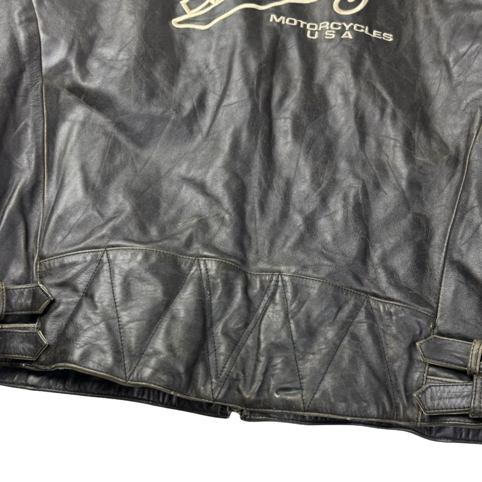 Vintage Victory Motorcyles Biker Leather Jacket Black