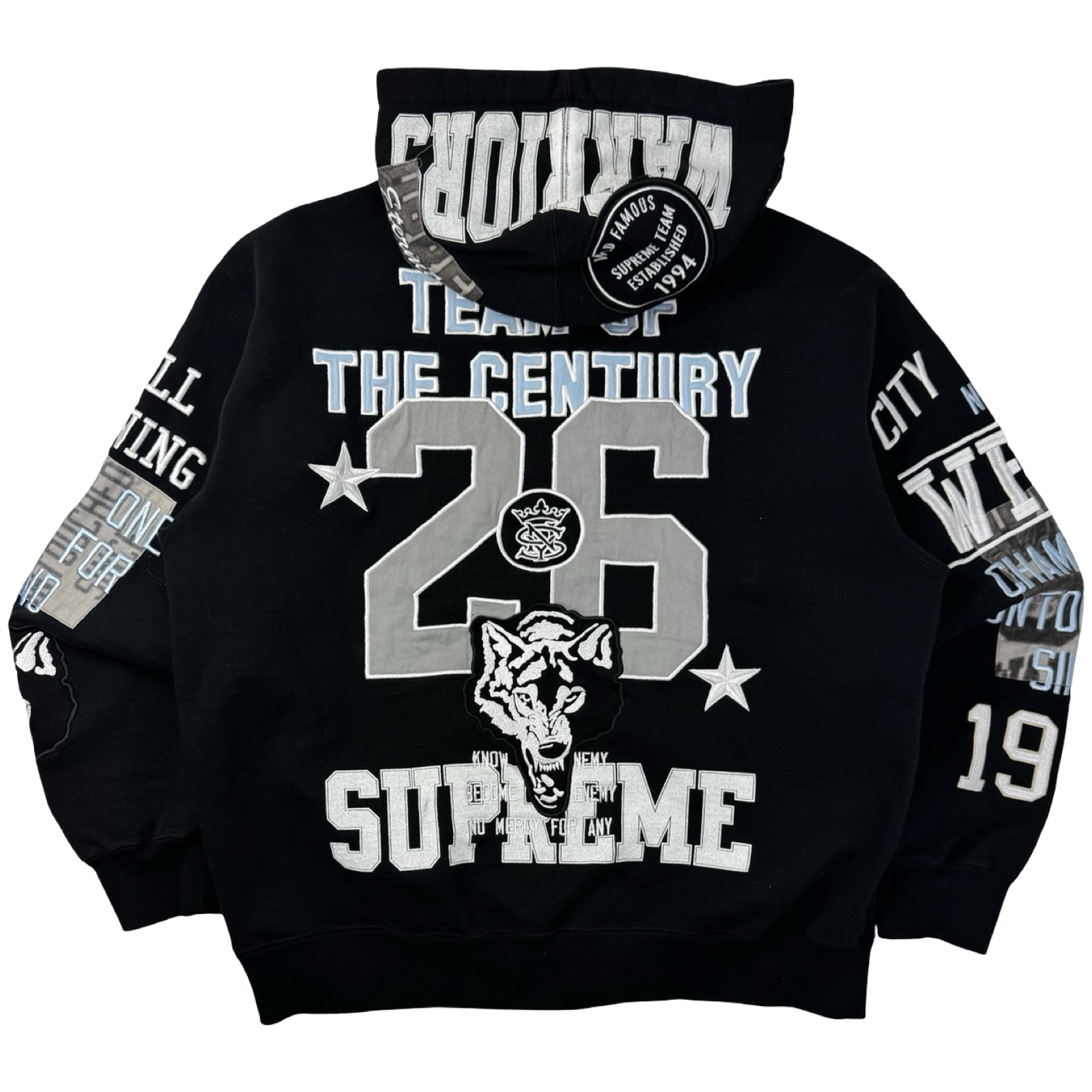 Supreme Warriors Appliqué Zip Up Hooded Sweatshirt Black