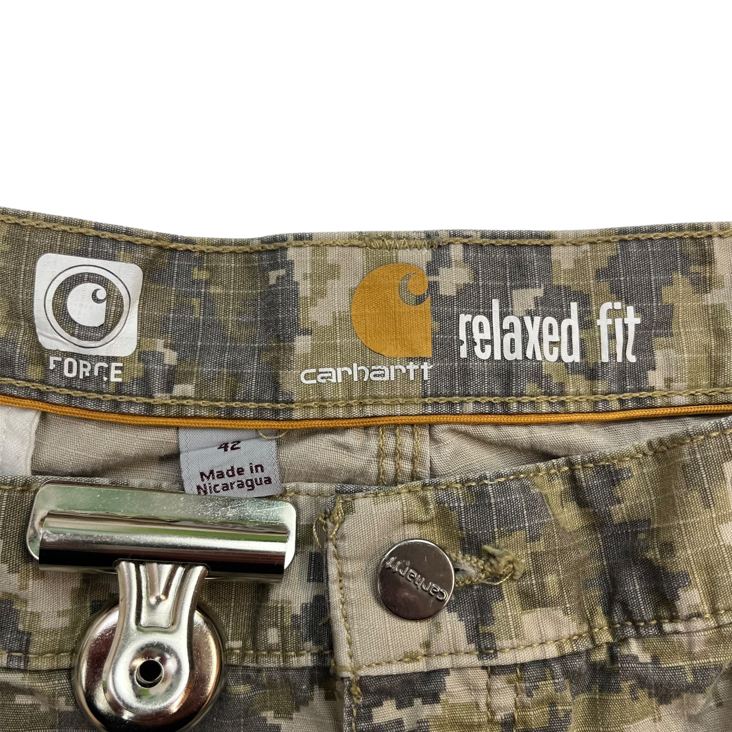 Vintage Carhartt Cargo Shorts Light Green Camo
