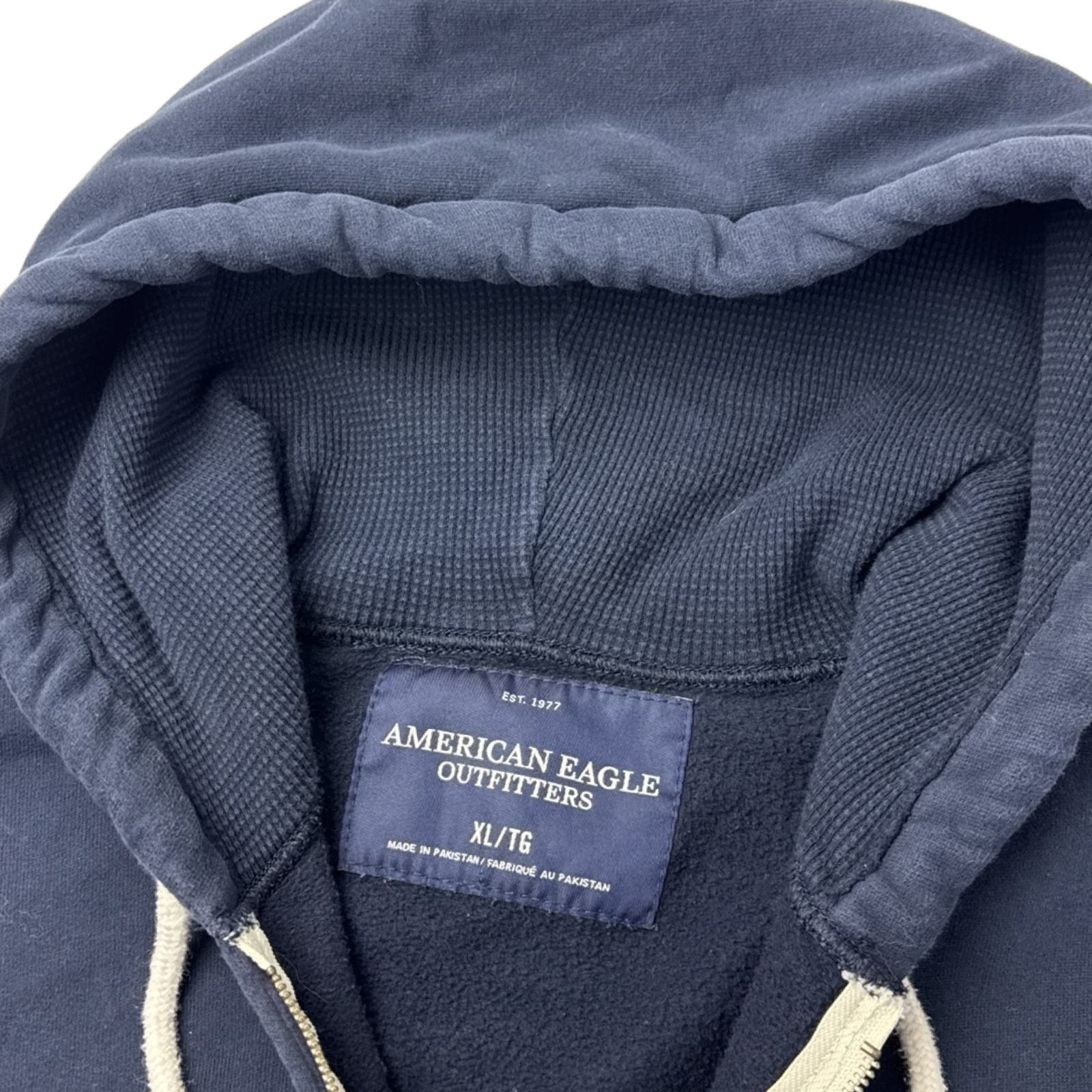 Y2K American Eagle Pocket Embroidered Zip Up Hoodie Blue