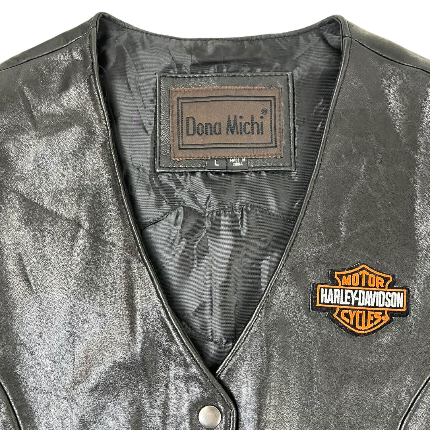 (W) Vintage Harley Davidson “Genuine Lady Rider” Vest Black