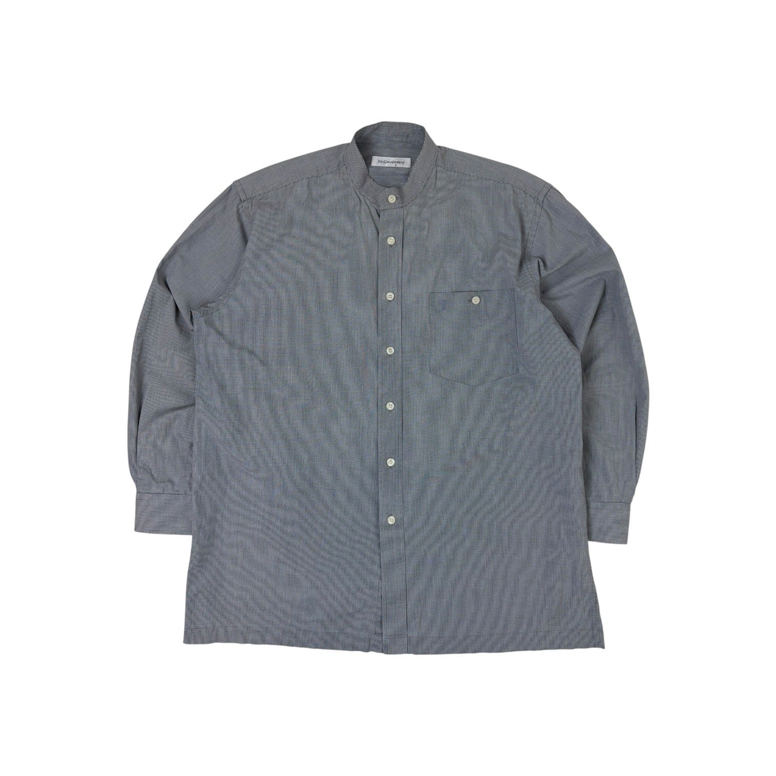 Vintage Yves Saint Laurent Mandarin-Collar Shirt Grey