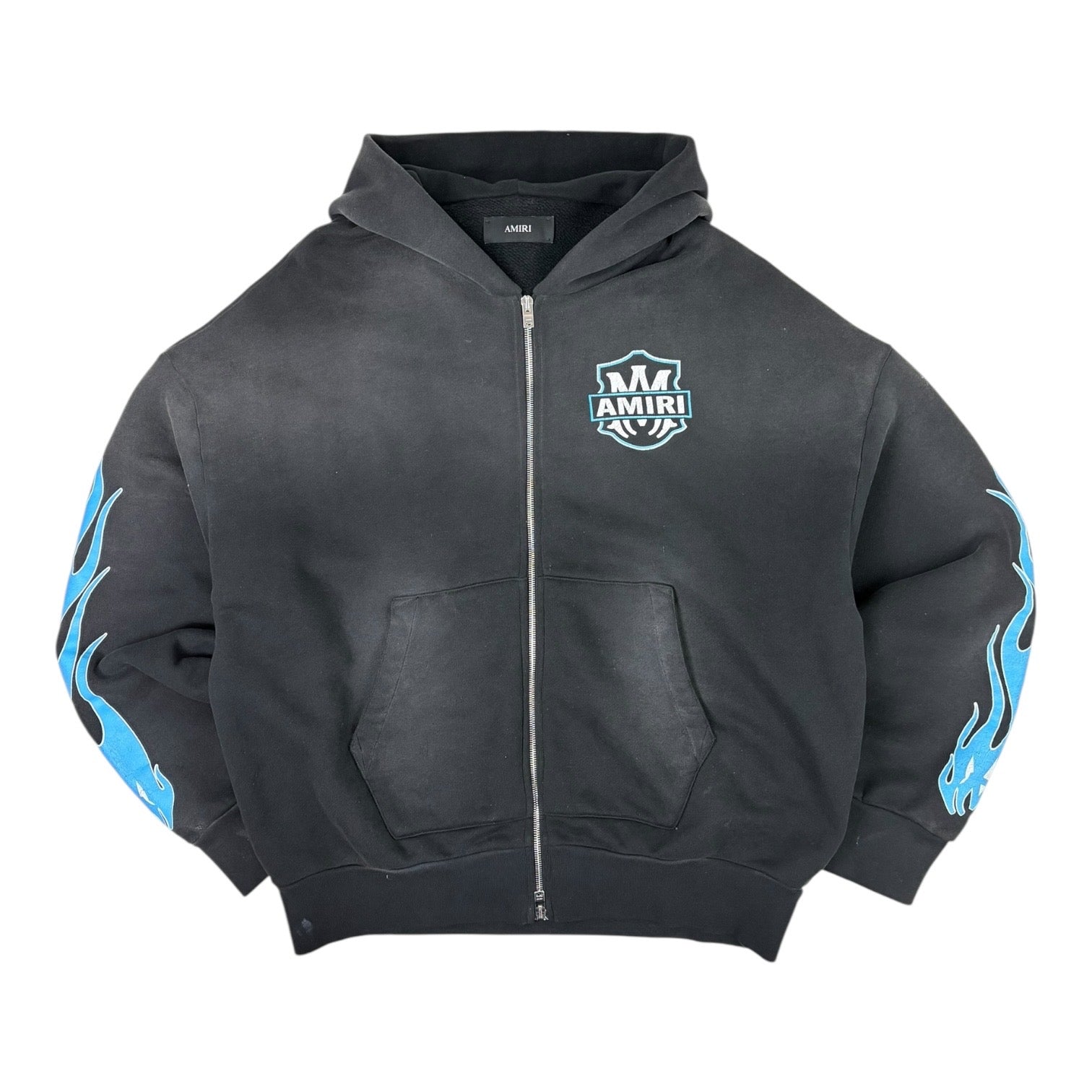 Amiri MA Flames Zip Hoodie Faded Black