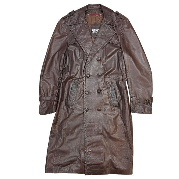 (W) Vintage Sidney Leather Trench Coat Brown