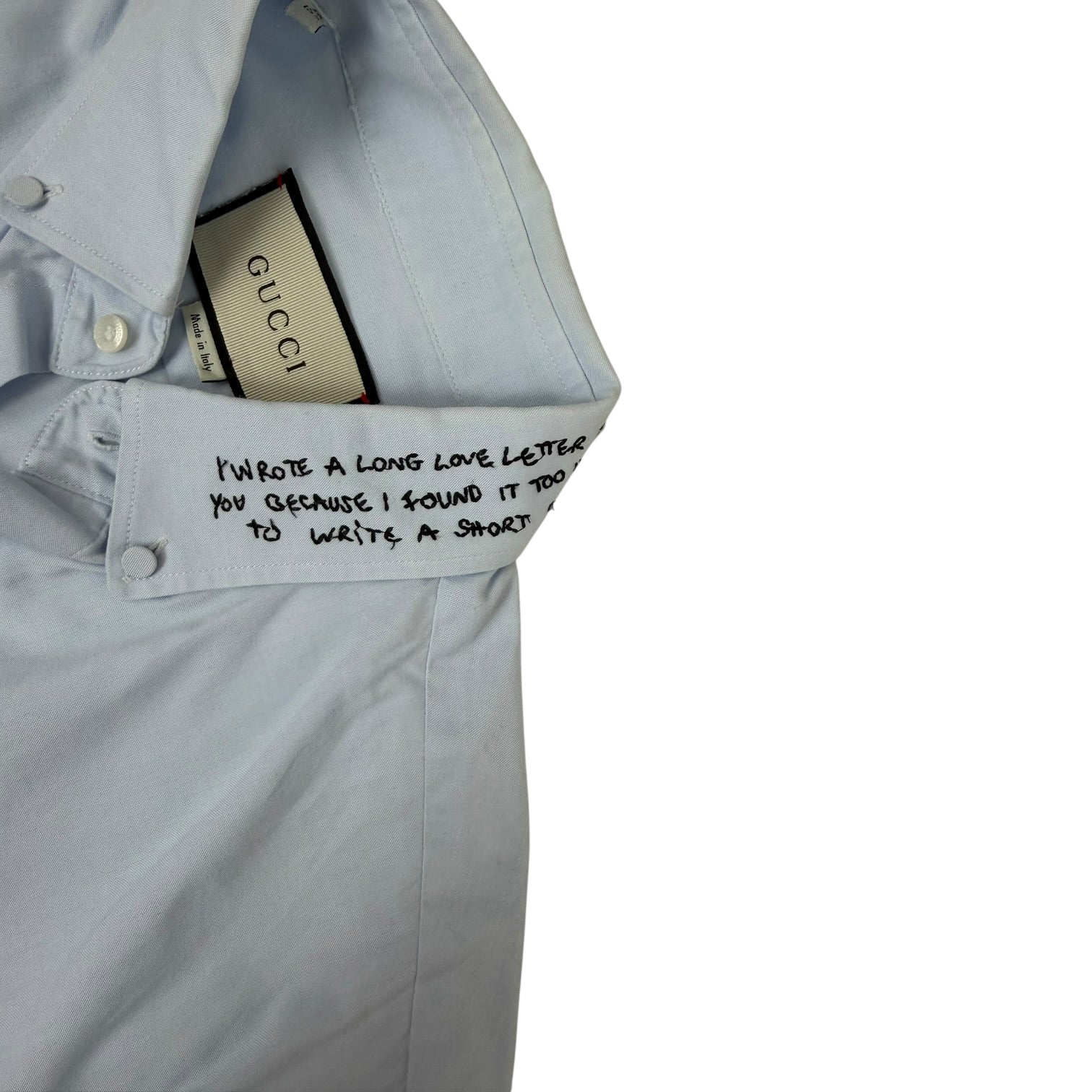 Gucci Embroidered Collars Button-Up Light Blue