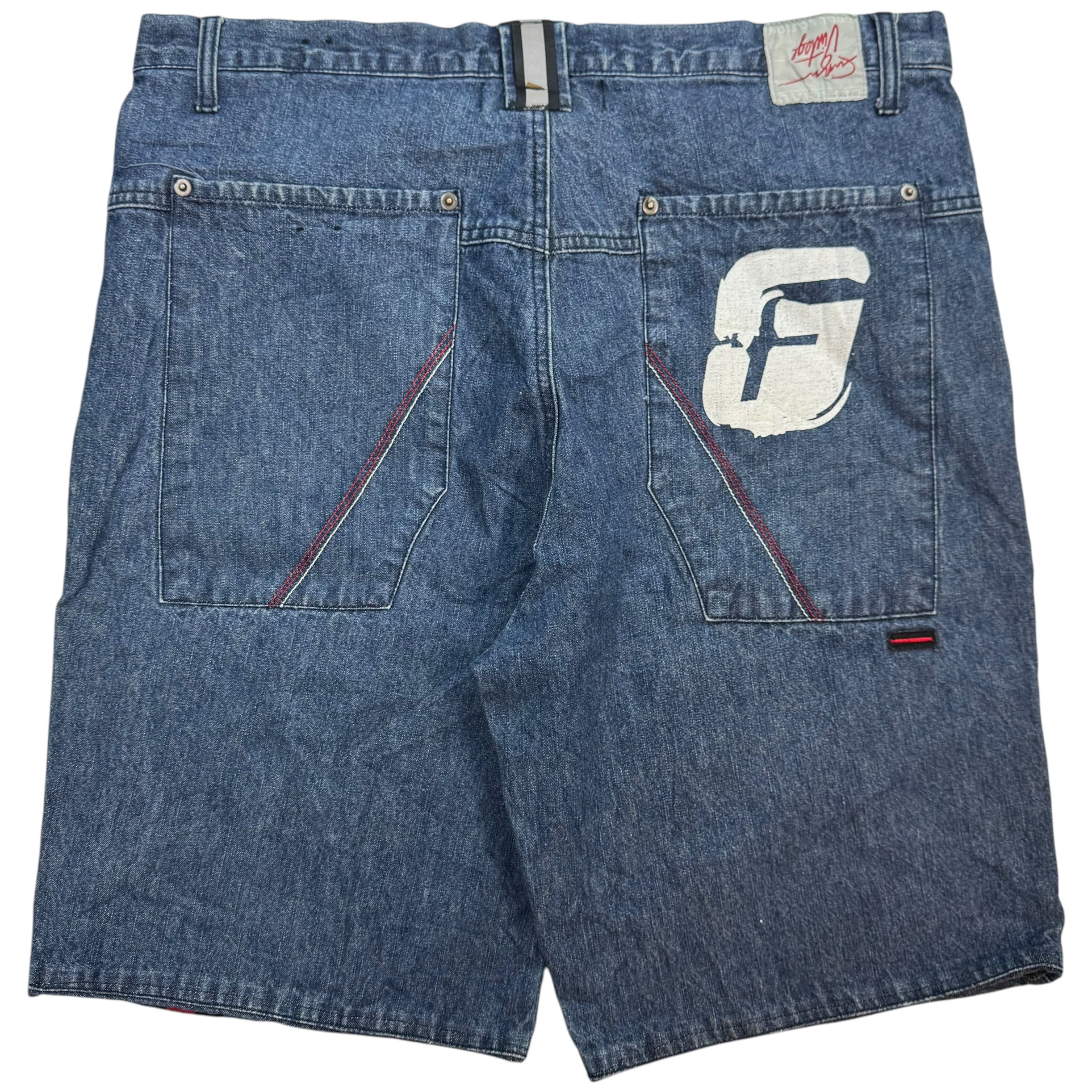 Vintage Fubu Double Knees Denim Shorts Indigo Blue