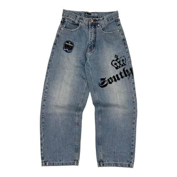 (W) Vintage Y2K Southpole Crown Baggy Denim Pant Medium Wash