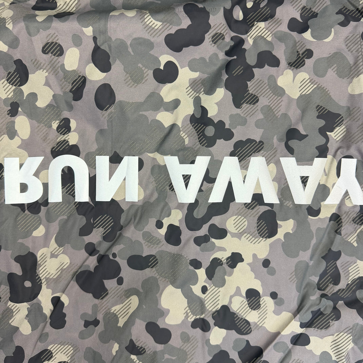 Satisfy “Run Away” Packable Windbreaker Camo Grey